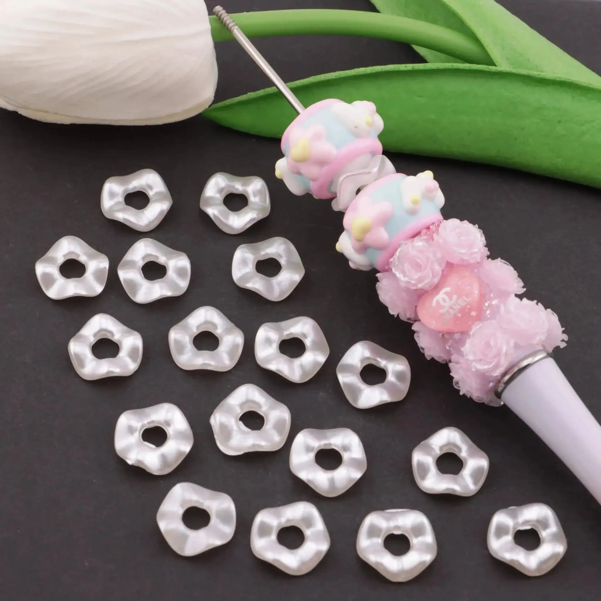 FS5850-13mm Pearl Looking Wave Spacer Spacer -Zoe DIY Wholesale