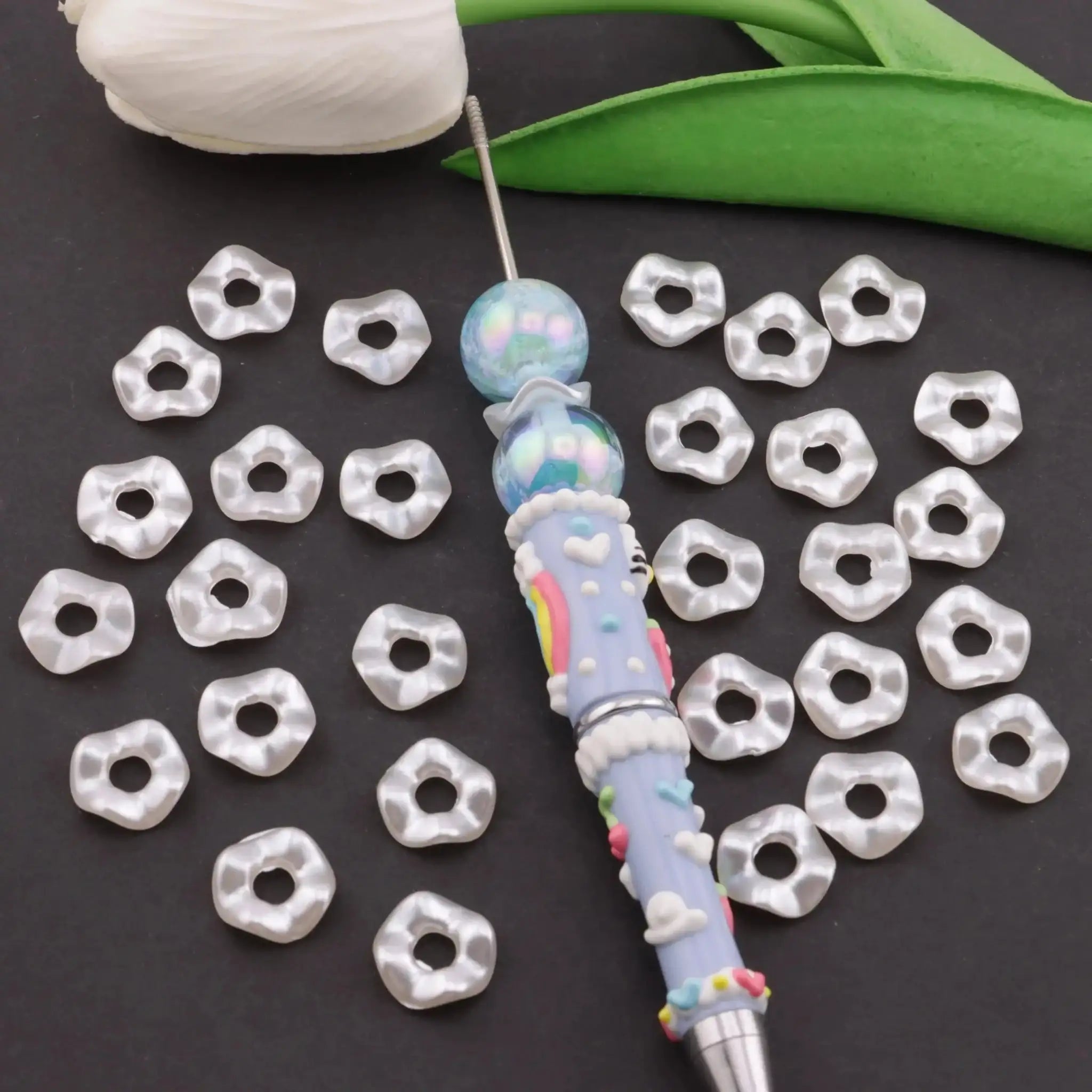 FS5850-13mm Pearl Looking Wave Spacer Spacer -Zoe DIY Wholesale