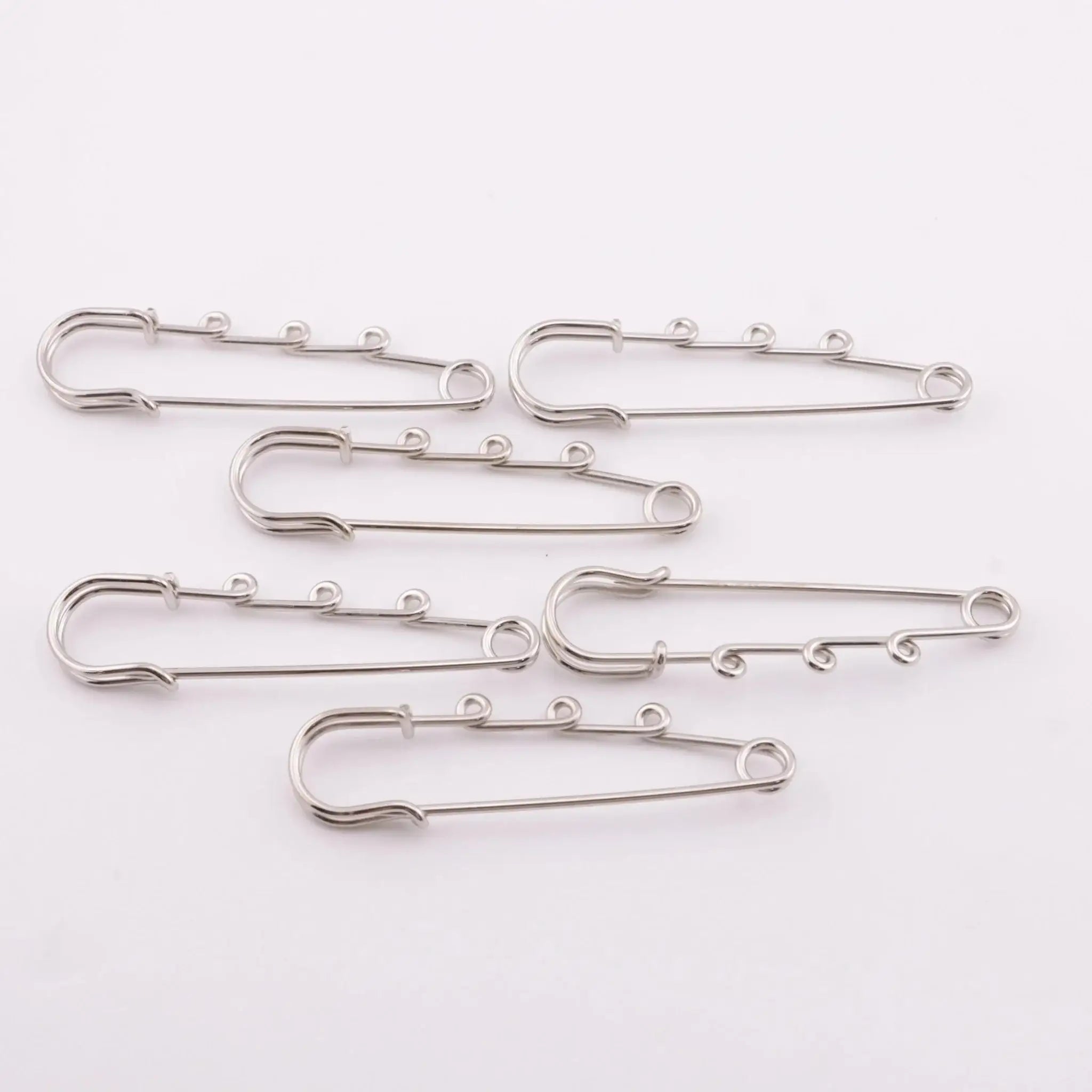 FS5866-6.5cm Big Size Silver Pins With Four Hanging Holes -Zoe DIY Wholesale