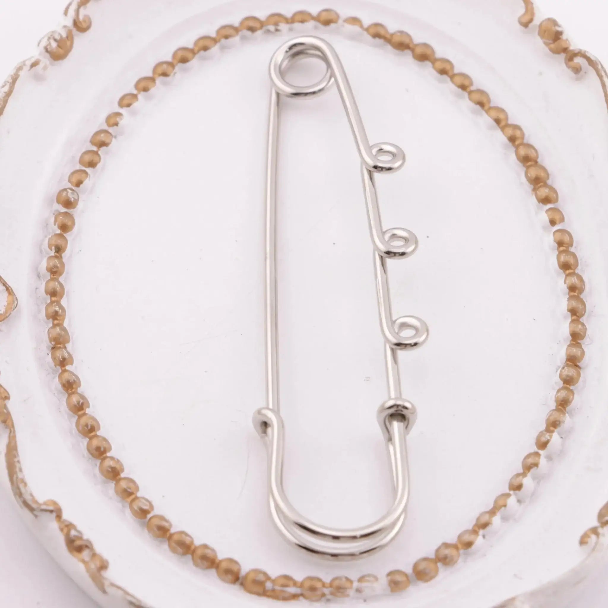 FS5866-6.5cm Big Size Silver Pins With Four Hanging Holes -Zoe DIY Wholesale
