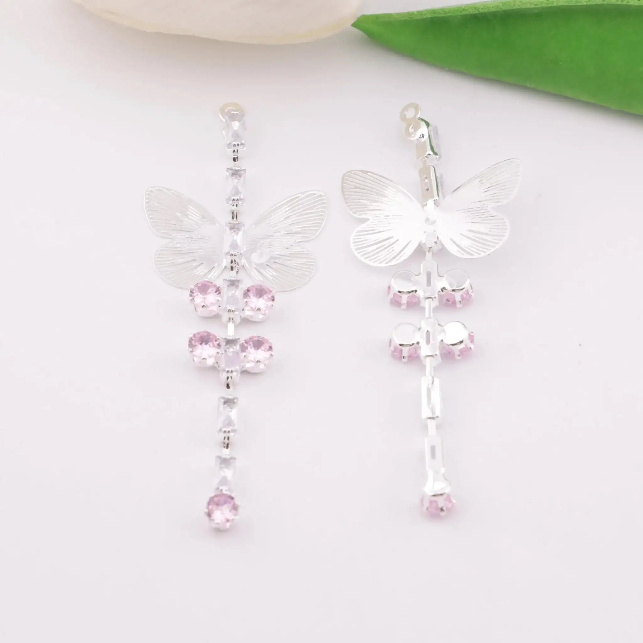 FS5874-Butterfly Cubic Zirconia Tassel Pendant -Zoe DIY Wholesale
