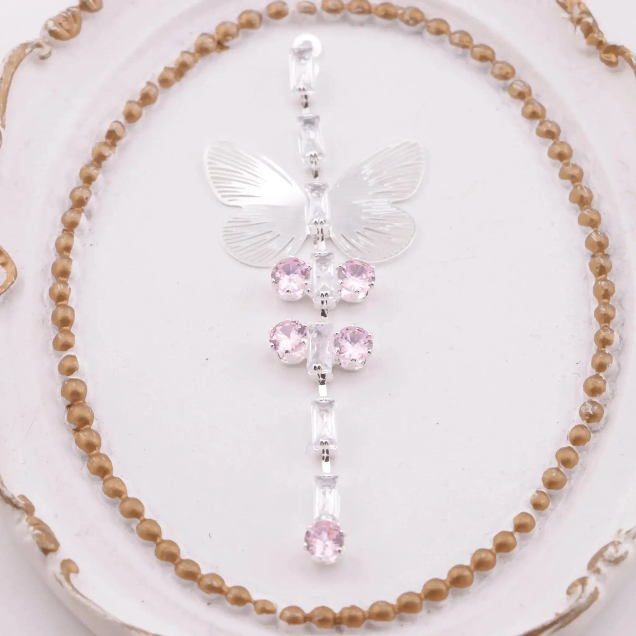 FS5874-Butterfly Cubic Zirconia Tassel Pendant -Zoe DIY Wholesale