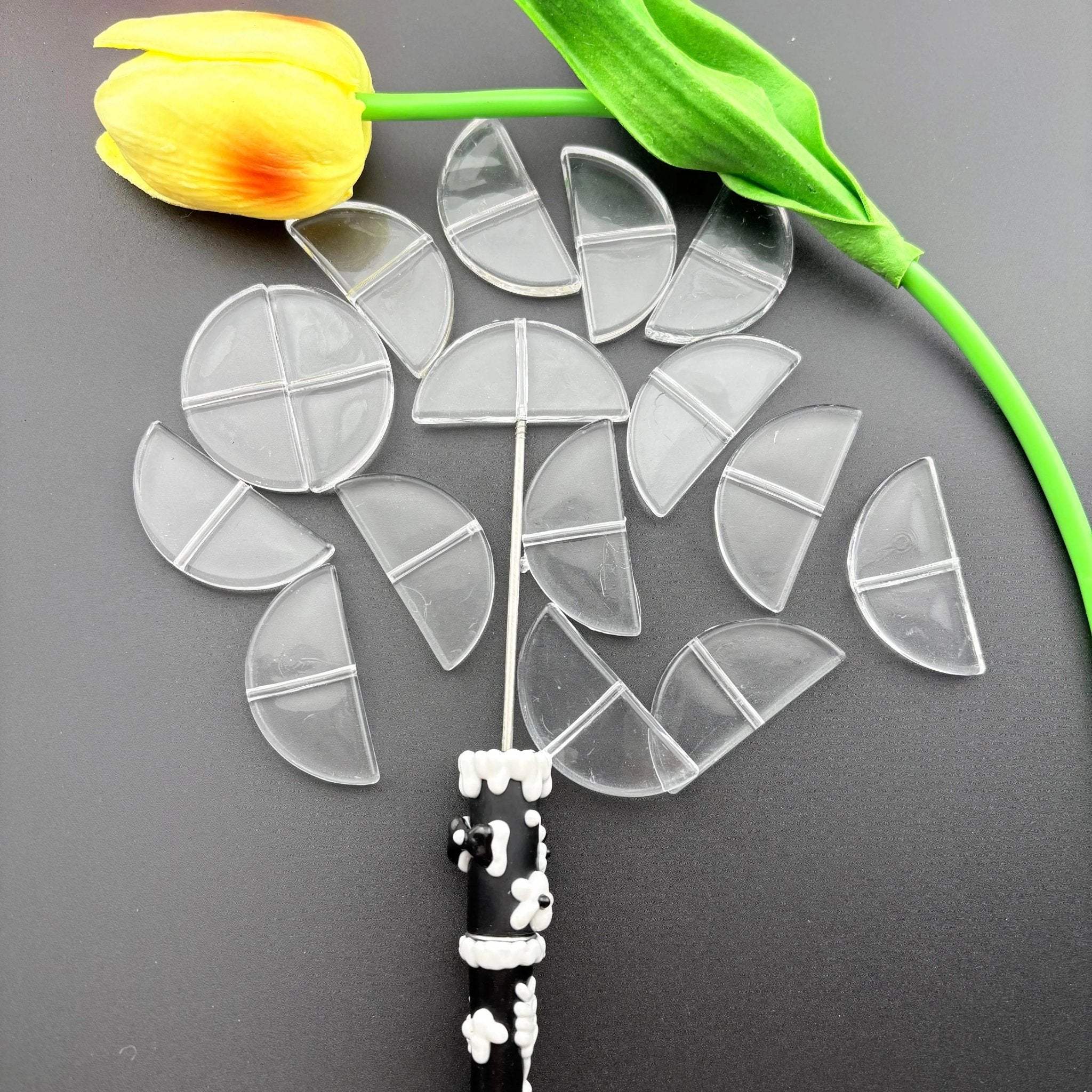 FS5887-19*38MM Half Round Plate Beads Pen Topper -Zoe DIY Wholesale