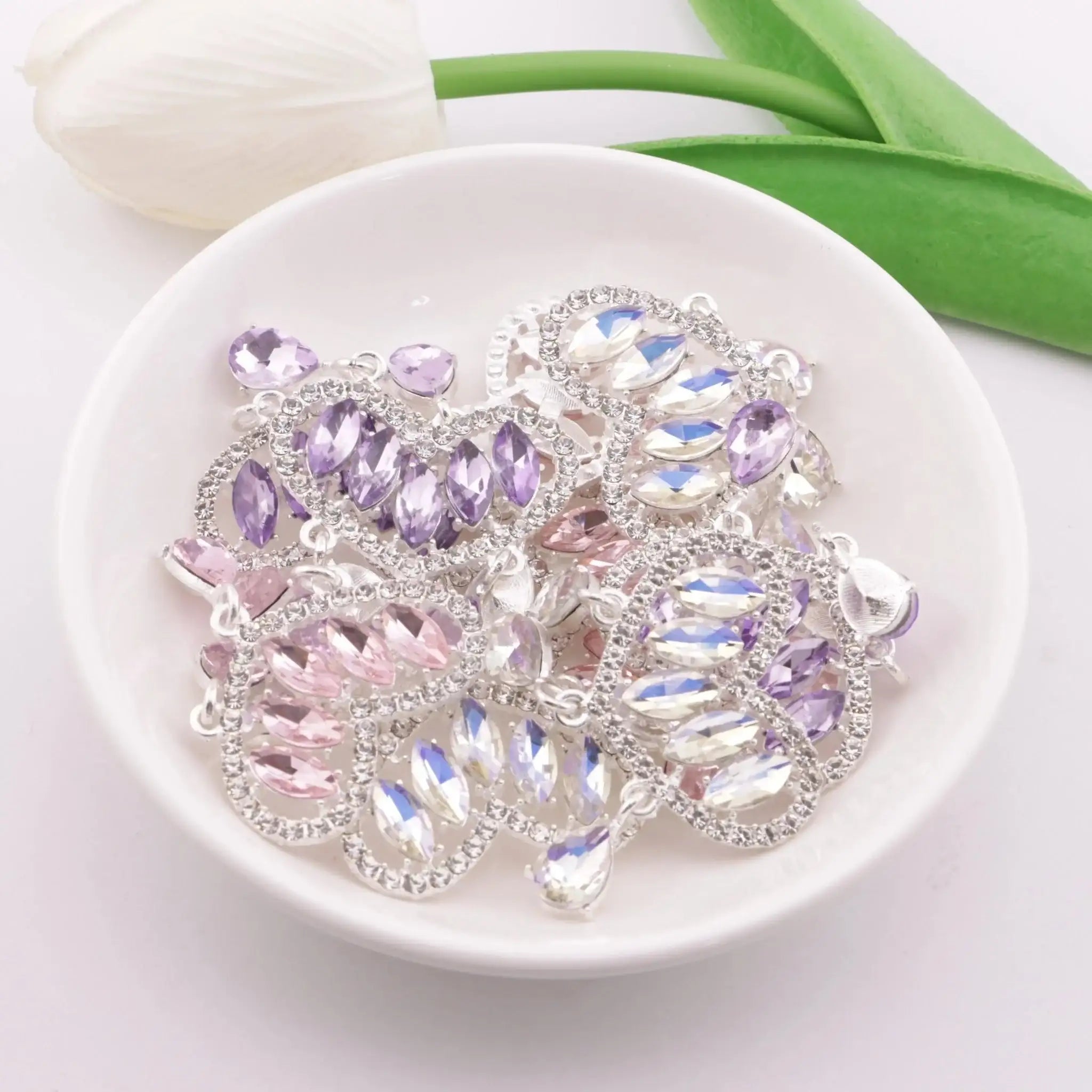 FS6002-34*40mm Horse - eye Diamond Love - shaped Pendant With Three Drop - shaped Charms -Zoe DIY Wholesale