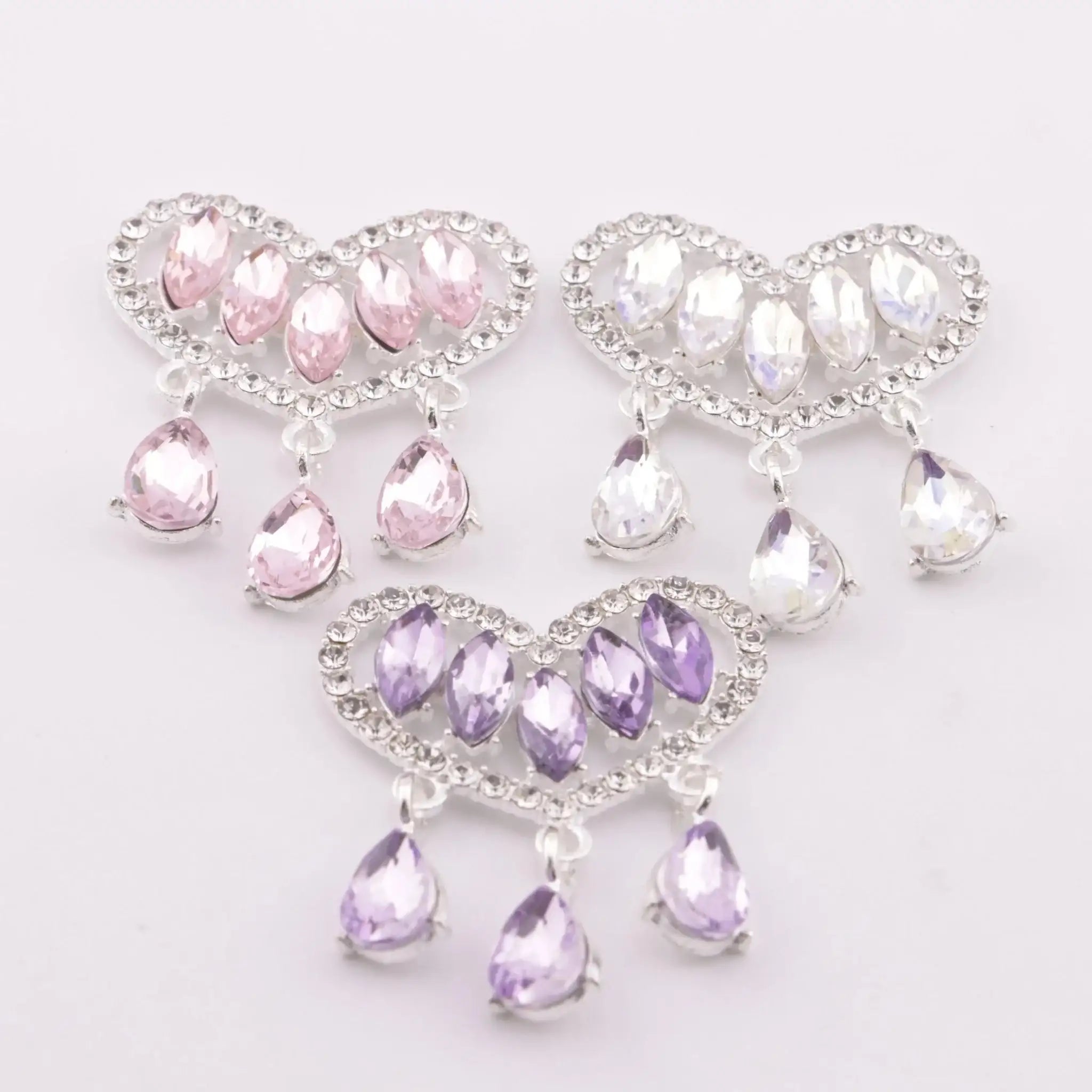 FS6002-34*40mm Horse - eye Diamond Love - shaped Pendant With Three Drop - shaped Charms -Zoe DIY Wholesale