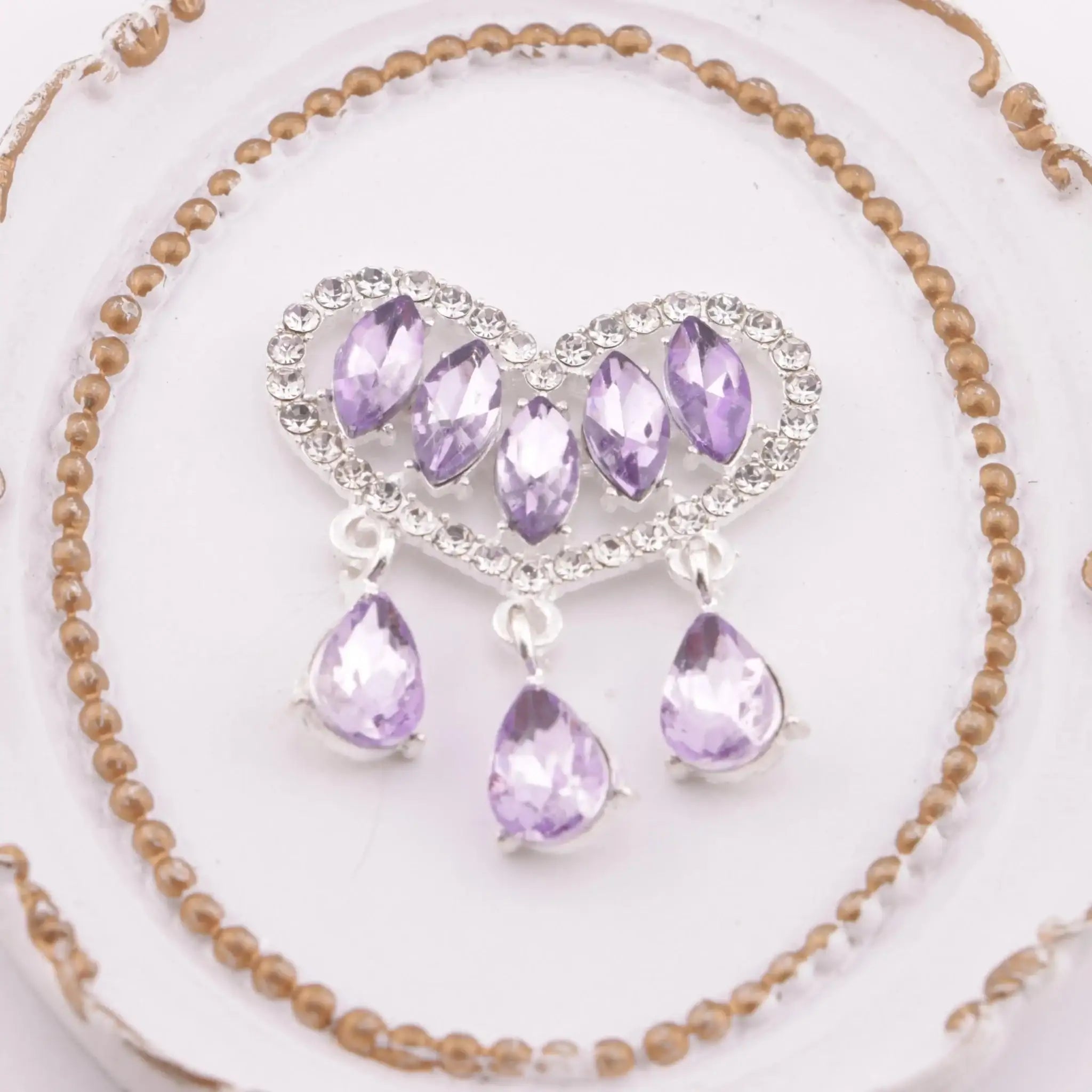 FS6002-34*40mm Horse - eye Diamond Love - shaped Pendant With Three Drop - shaped Charms -Zoe DIY Wholesale