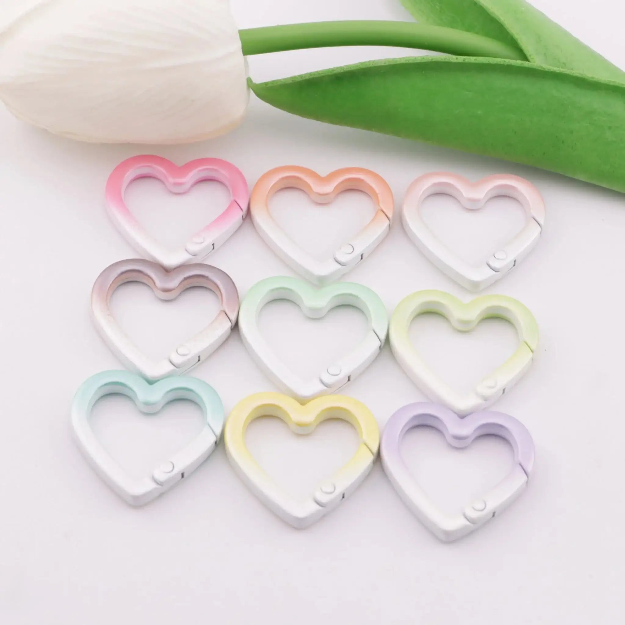 FS6052-25*25mm Metal Gradient Heart Keychain -Zoe DIY Wholesale