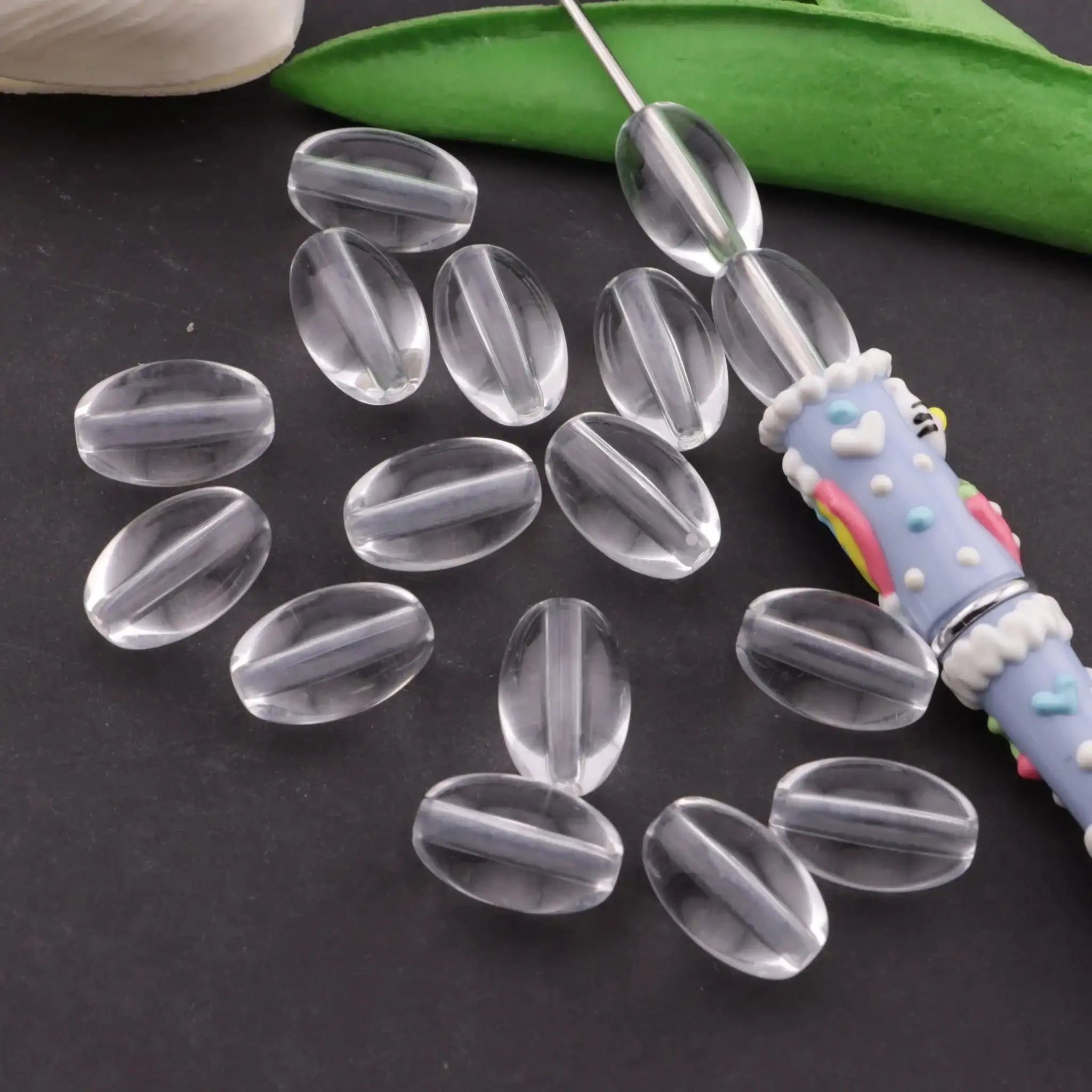 FS6123-18.5*12mm Elliptical Clear Based Beads Fit For Pen -Zoe DIY Wholesale