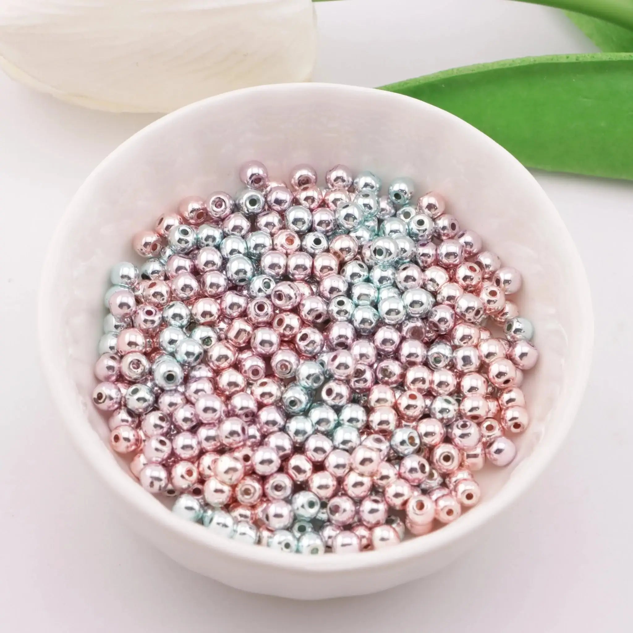 FS6125-3.5mm Glass Beads Color-Plated High-Brightness Glass Beads (About 100PCS/Strand) -Zoe DIY Wholesale