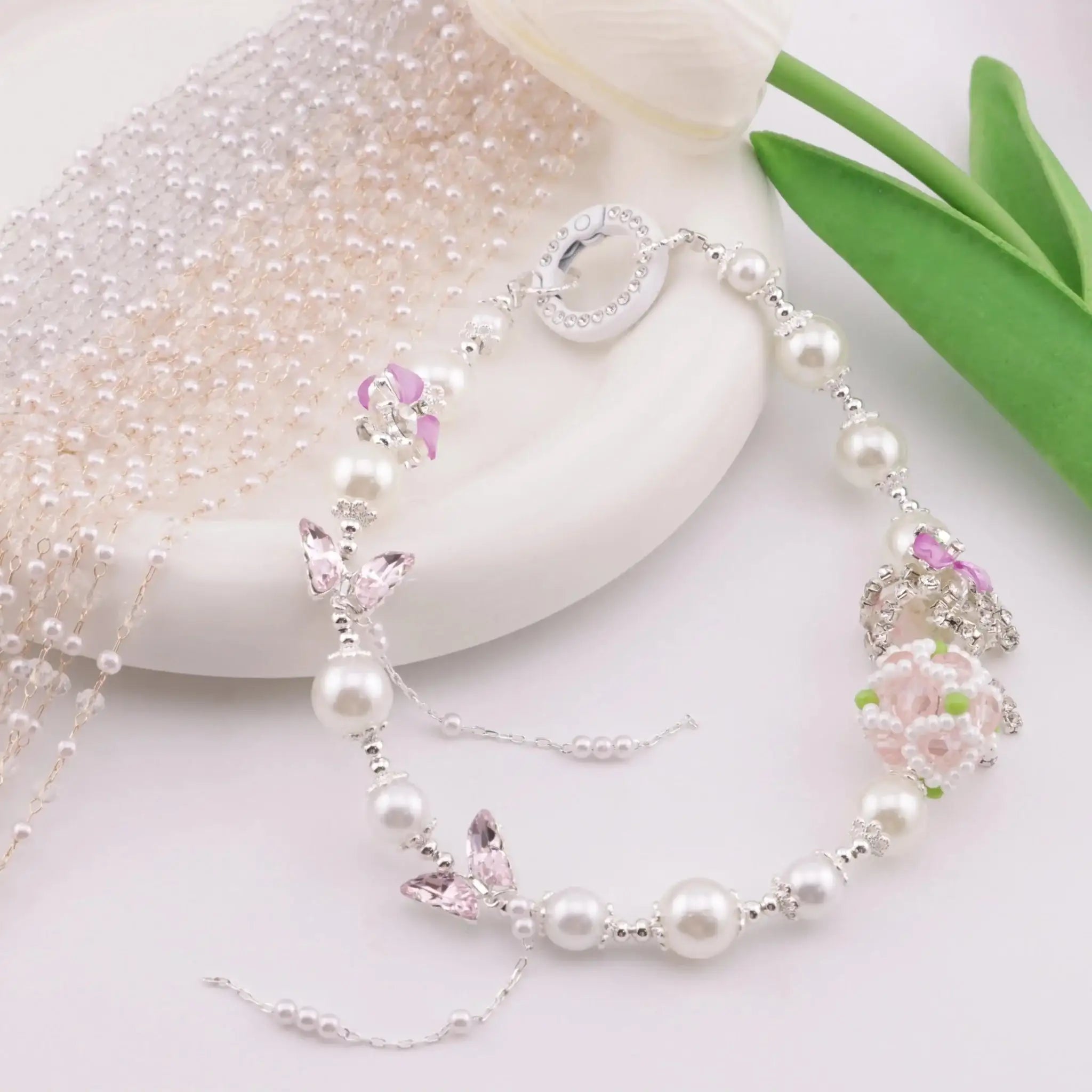 FS6147-3mm Pearl + Crystal Chain For DIY Projects -Zoe DIY Wholesale
