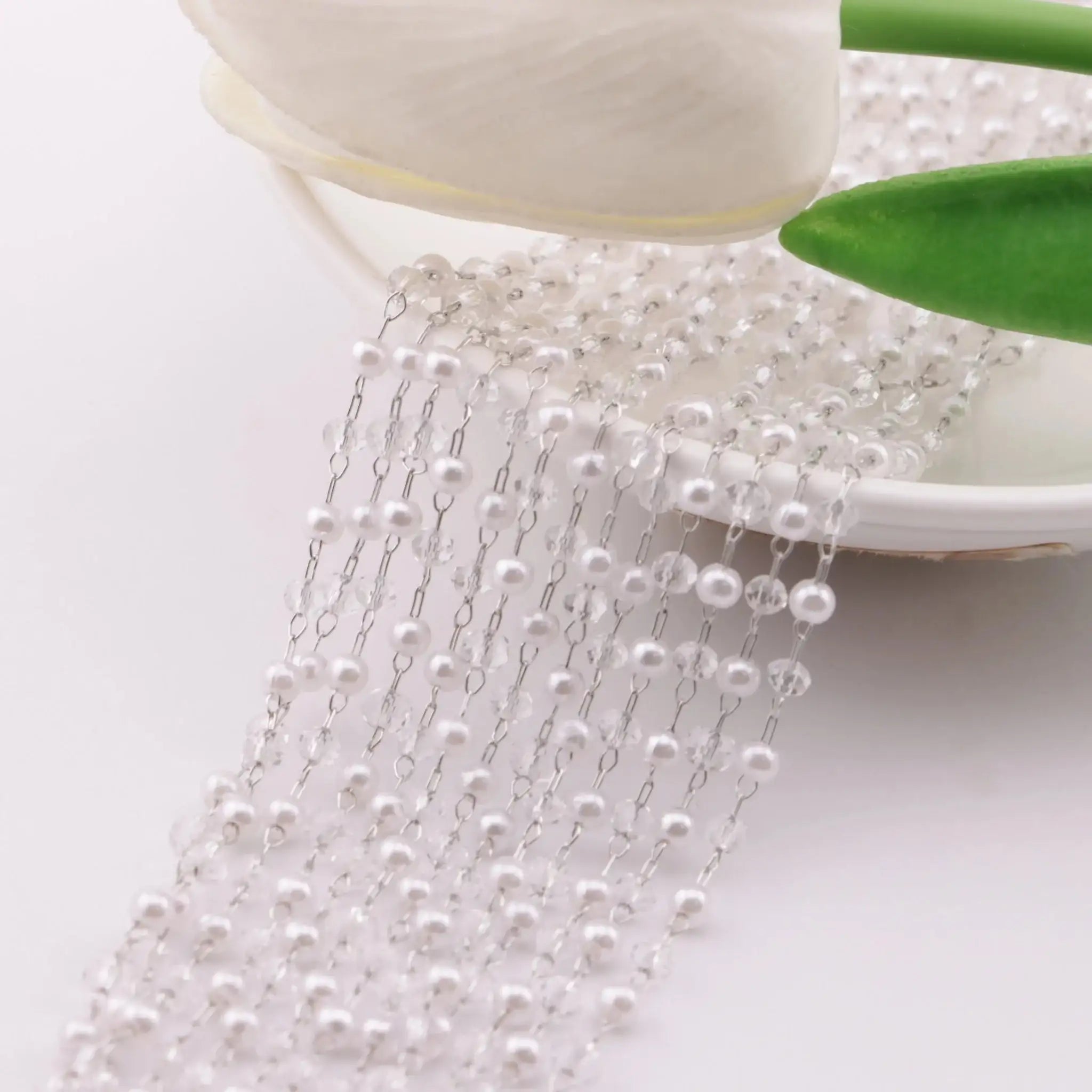 FS6147-3mm Pearl + Crystal Chain For DIY Projects -Zoe DIY Wholesale