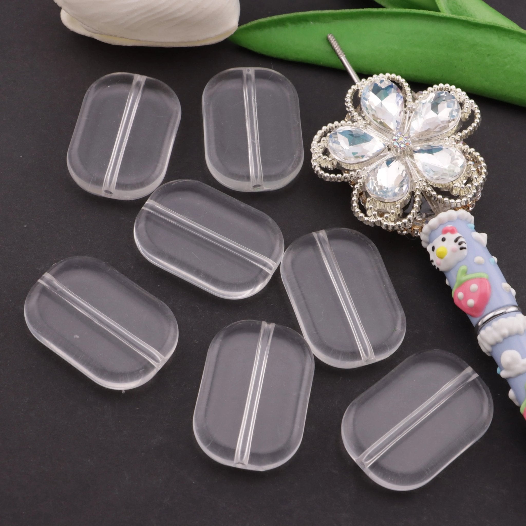 FS6148-24*35mm Clear Rounded Rectangular Plate Based Beads Transparent Rounded Rectangular Base Beads -Zoe DIY Wholesale