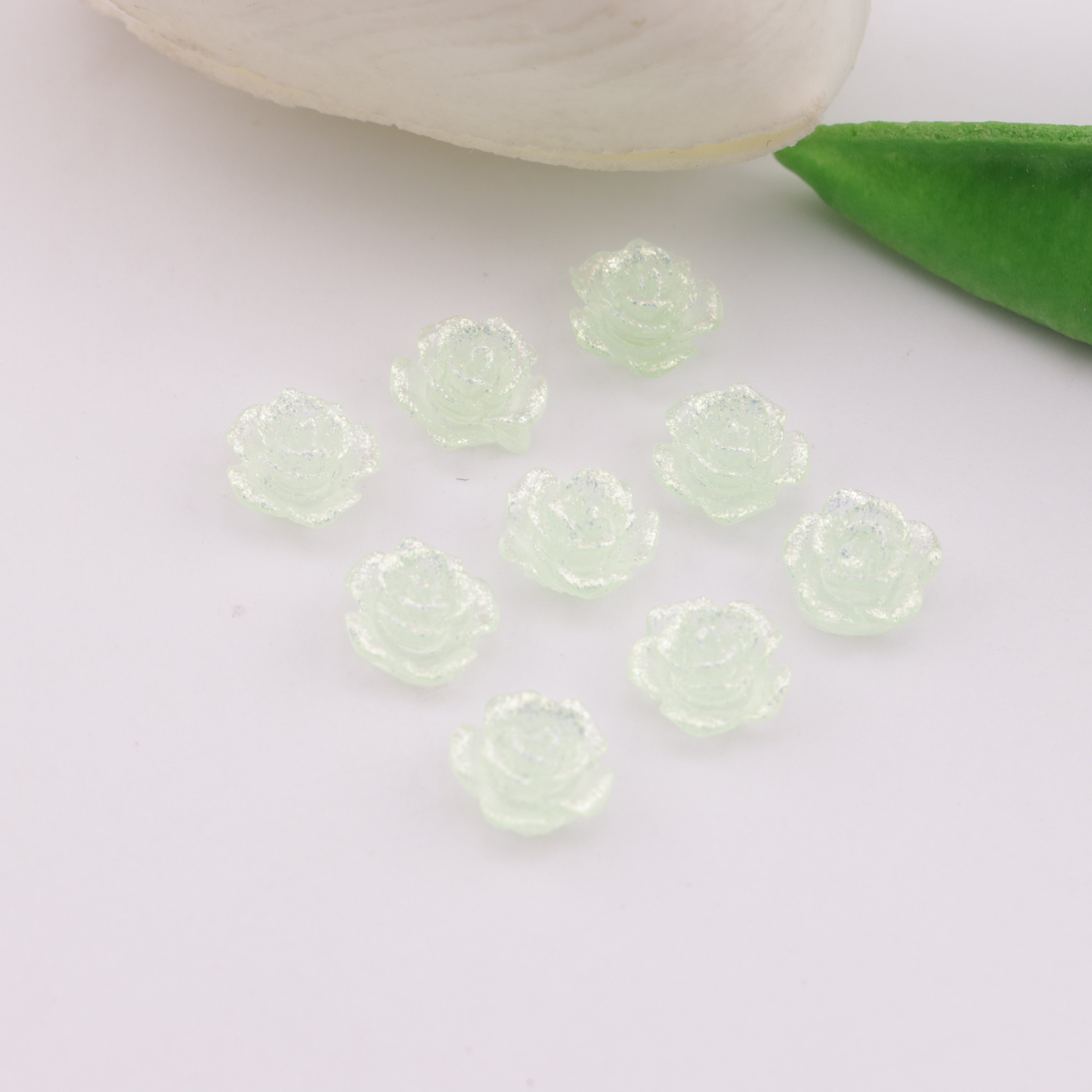 FS6173- 8mm Rose Charms Glitter Translucent Rose Patches Zoe's DIY Shop