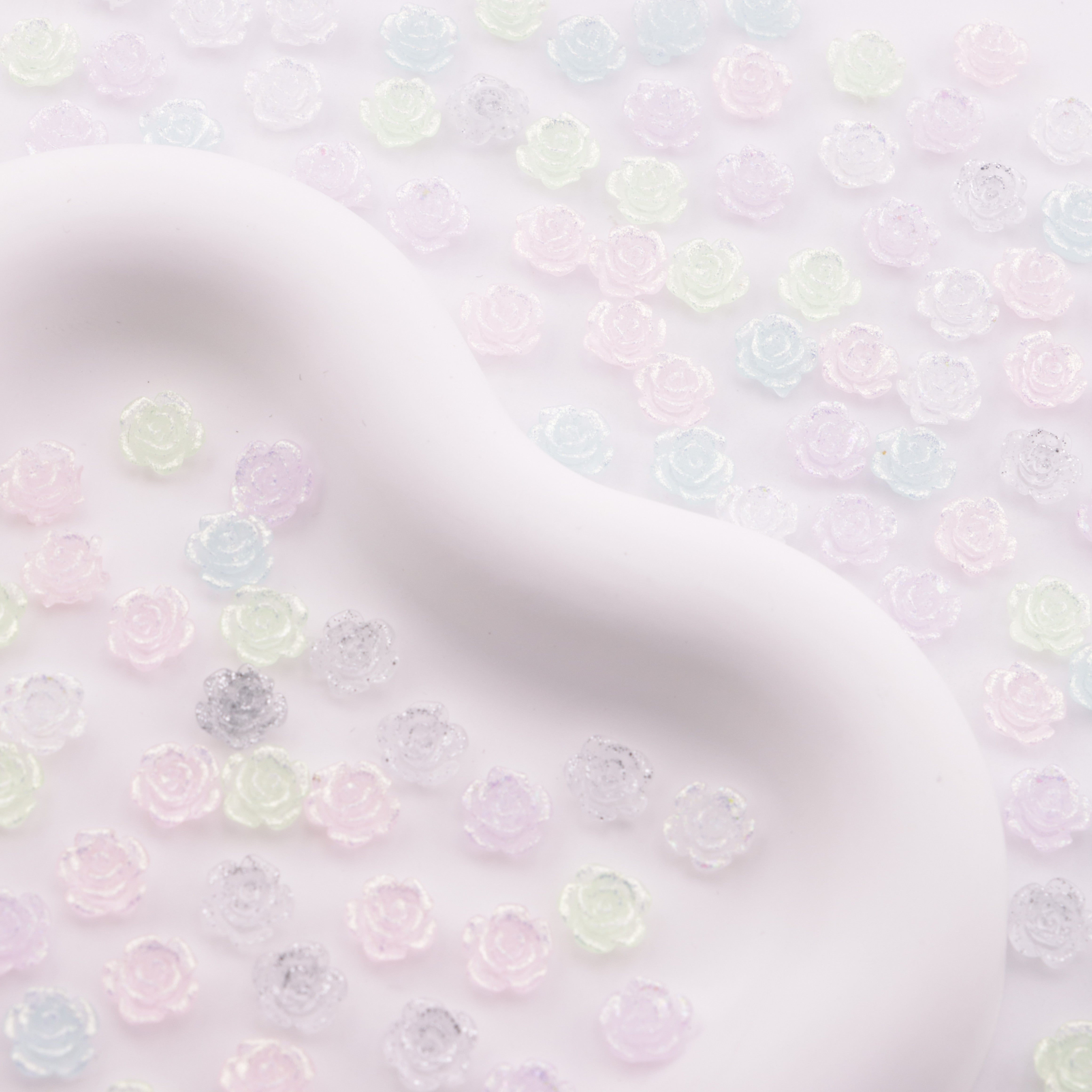 FS6173- 8mm Rose Charms Glitter Translucent Rose Patches Zoe's DIY Shop