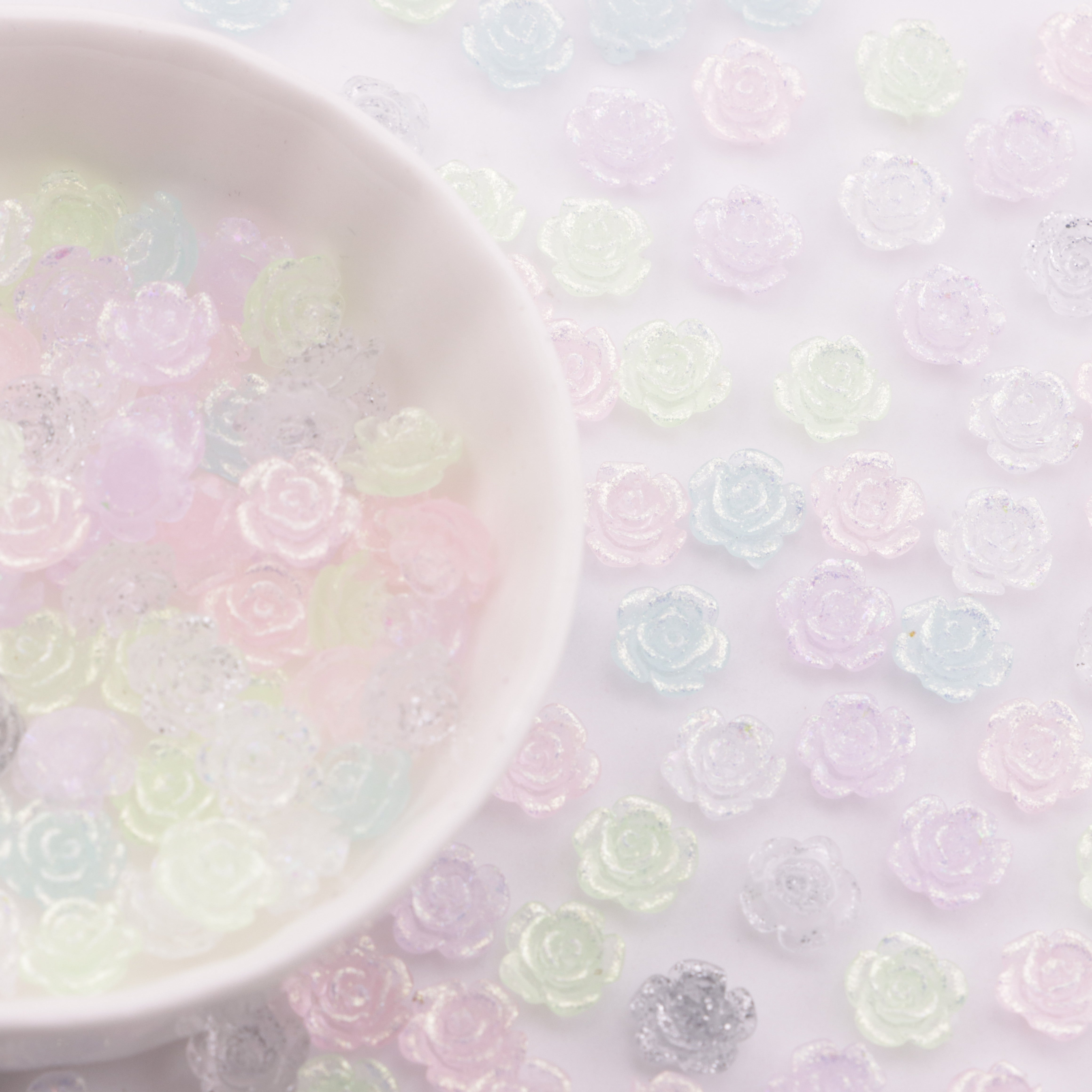 FS6173- 8mm Rose Charms Glitter Translucent Rose Patches Zoe's DIY Shop