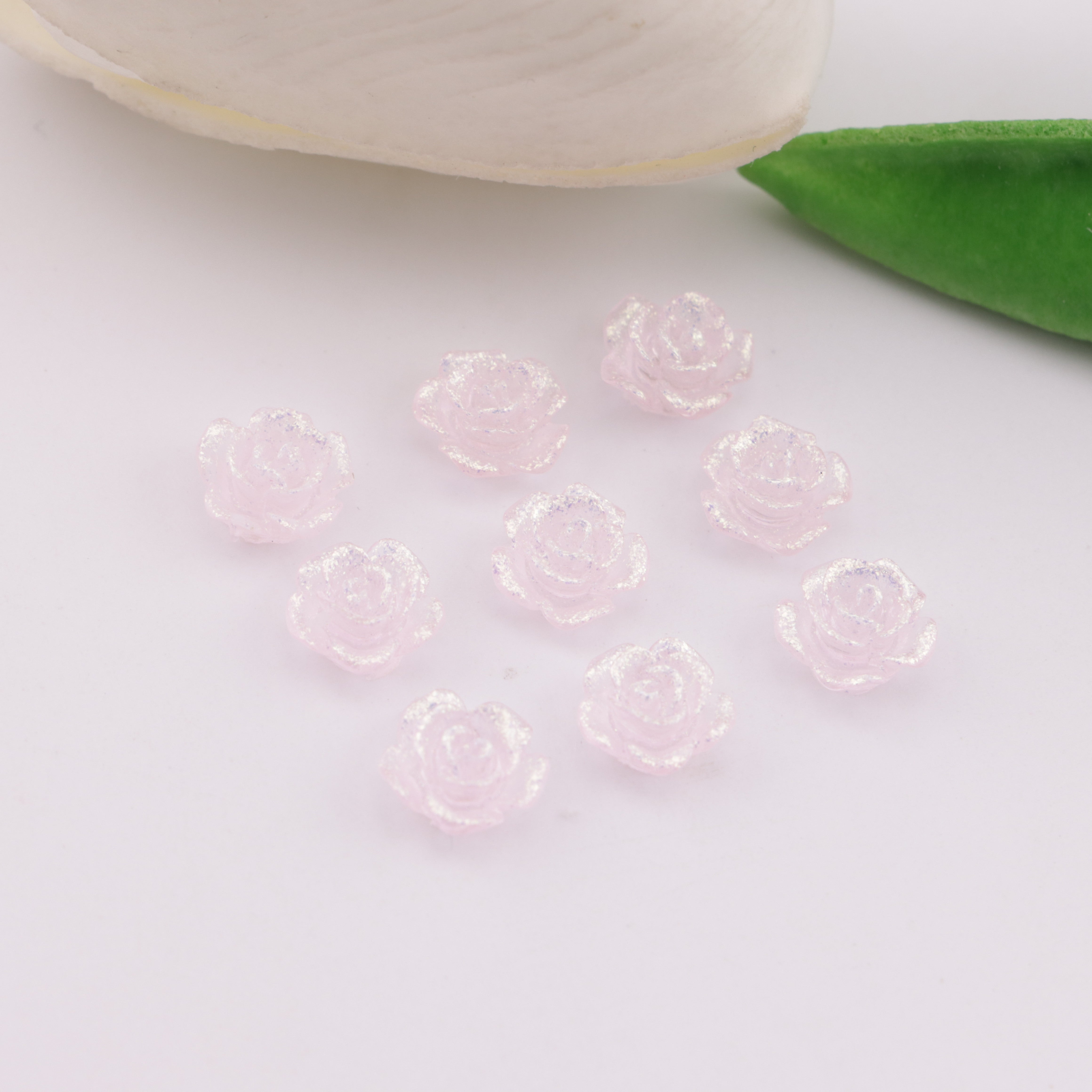 FS6173- 8mm Rose Charms Glitter Translucent Rose Patches Zoe's DIY Shop