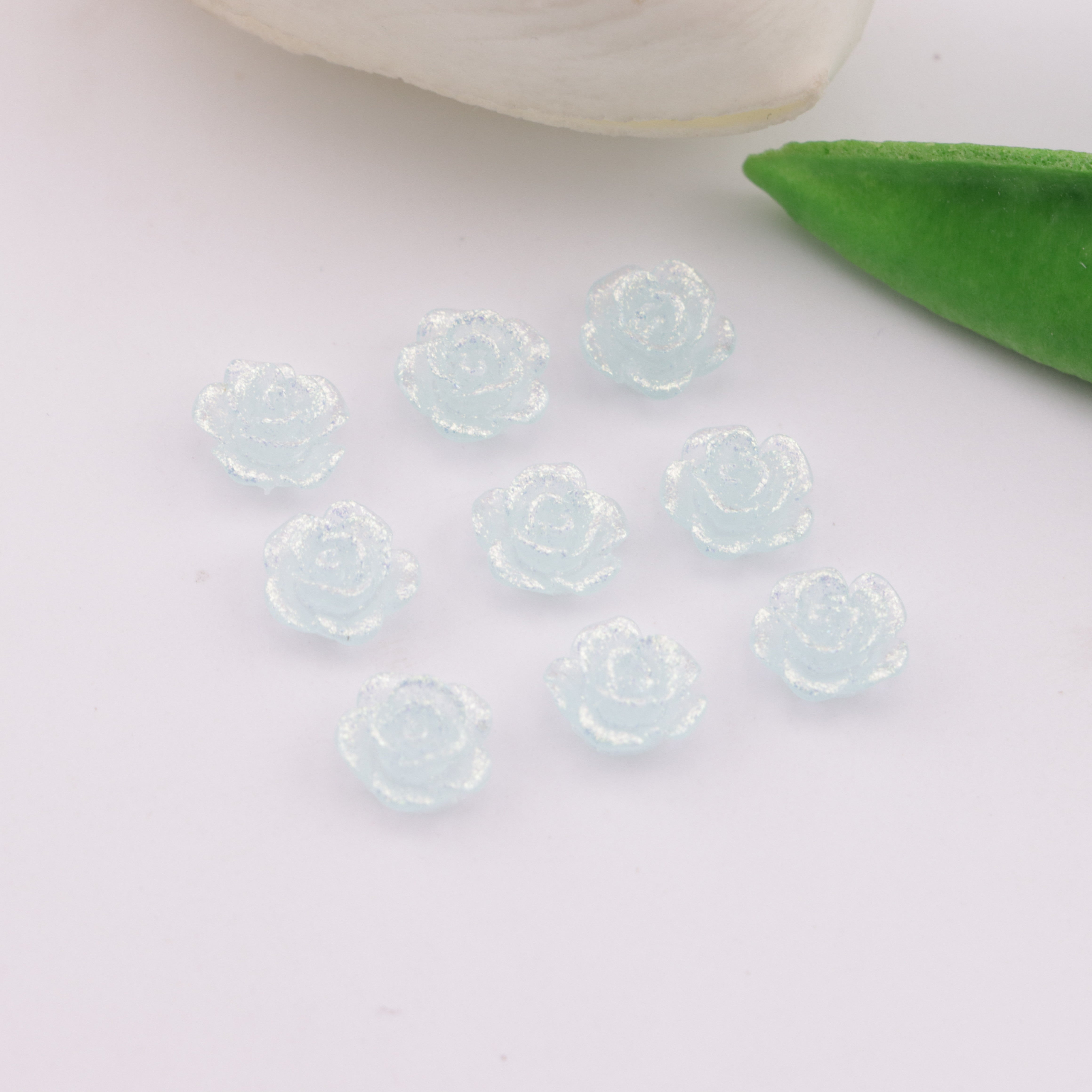 FS6173- 8mm Rose Charms Glitter Translucent Rose Patches Zoe's DIY Shop