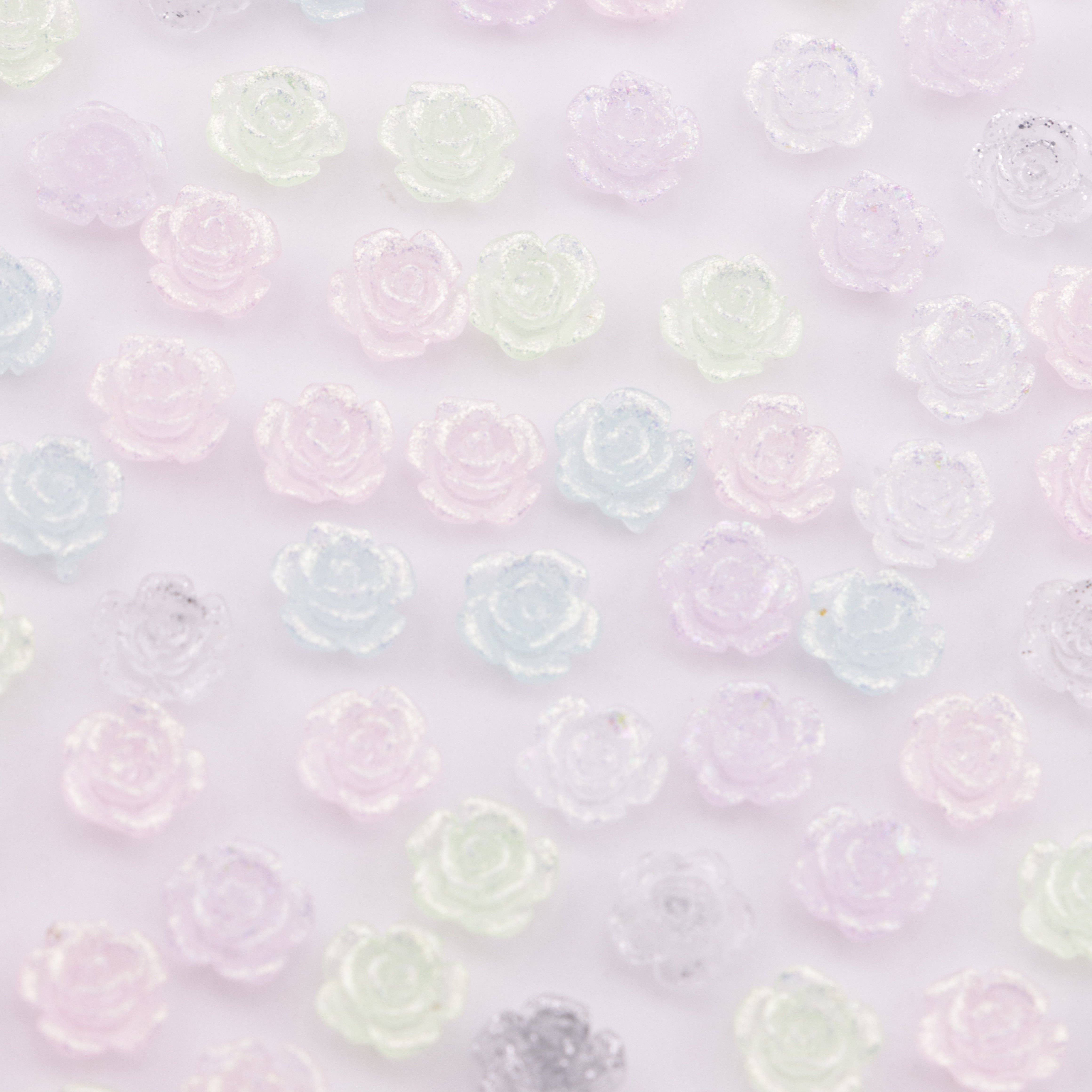 FS6173- 8mm Rose Charms Glitter Translucent Rose Patches Zoe's DIY Shop