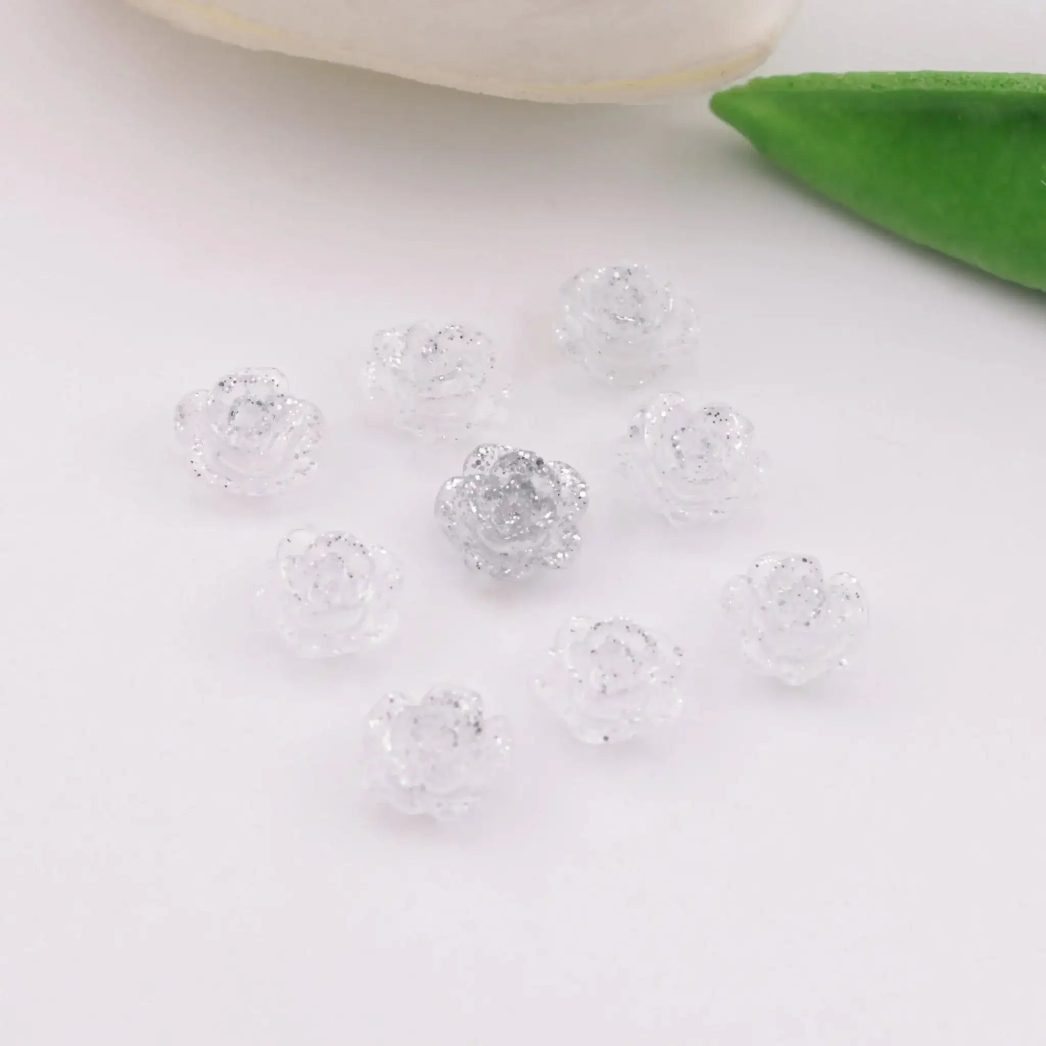 FS6173-8mm Rose Charms Glitter Translucent Rose Patches -Zoe DIY Wholesale