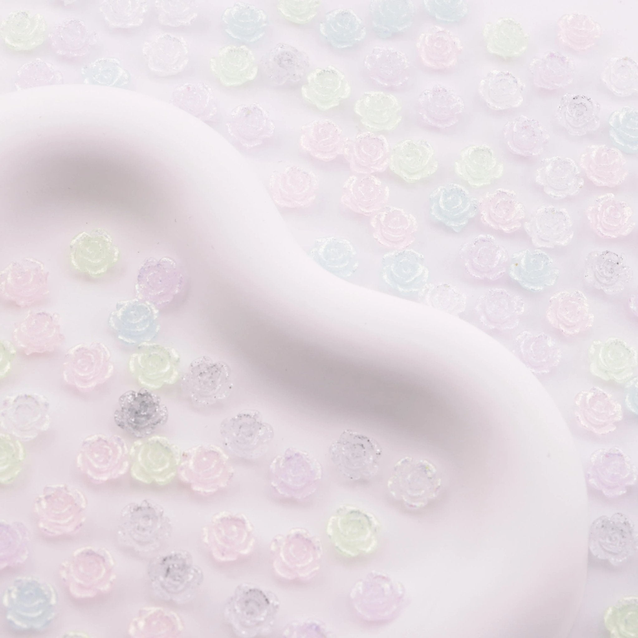 FS6173-8mm Rose Charms Glitter Translucent Rose Patches -Zoe DIY Wholesale