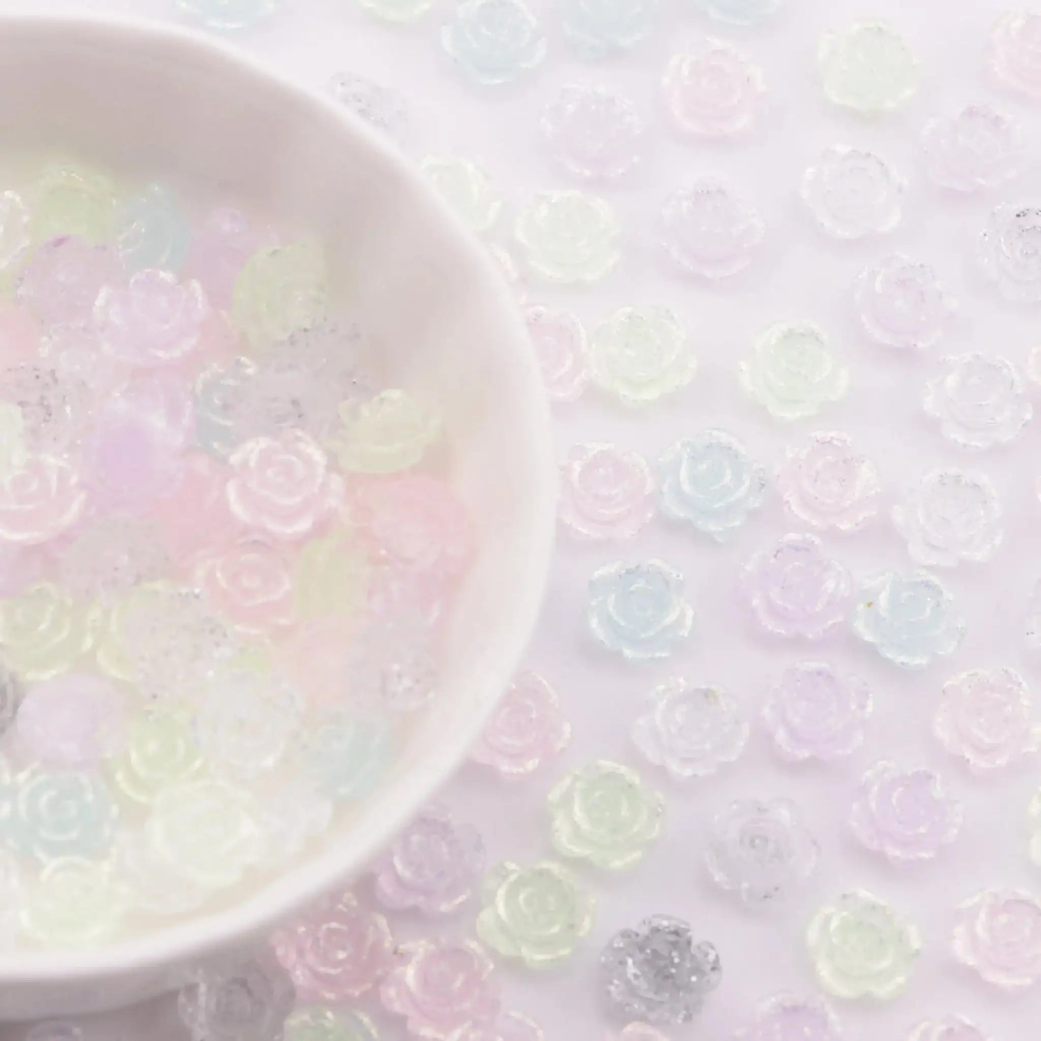 FS6173-8mm Rose Charms Glitter Translucent Rose Patches -Zoe DIY Wholesale