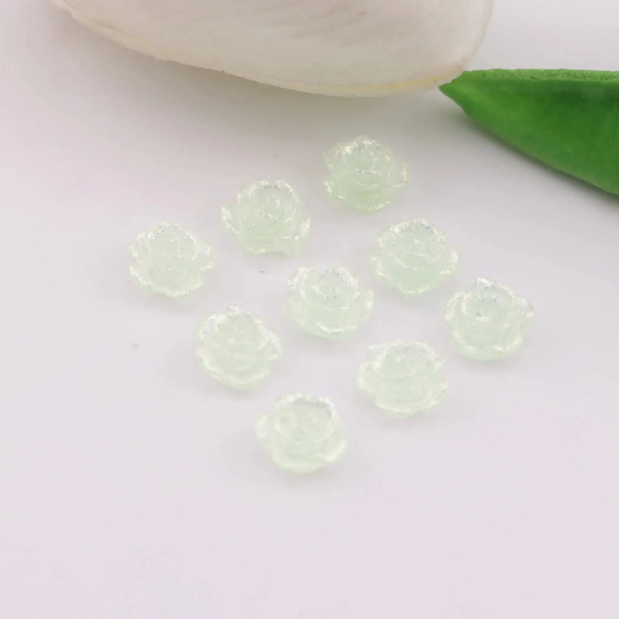 FS6173-8mm Rose Charms Glitter Translucent Rose Patches -Zoe DIY Wholesale