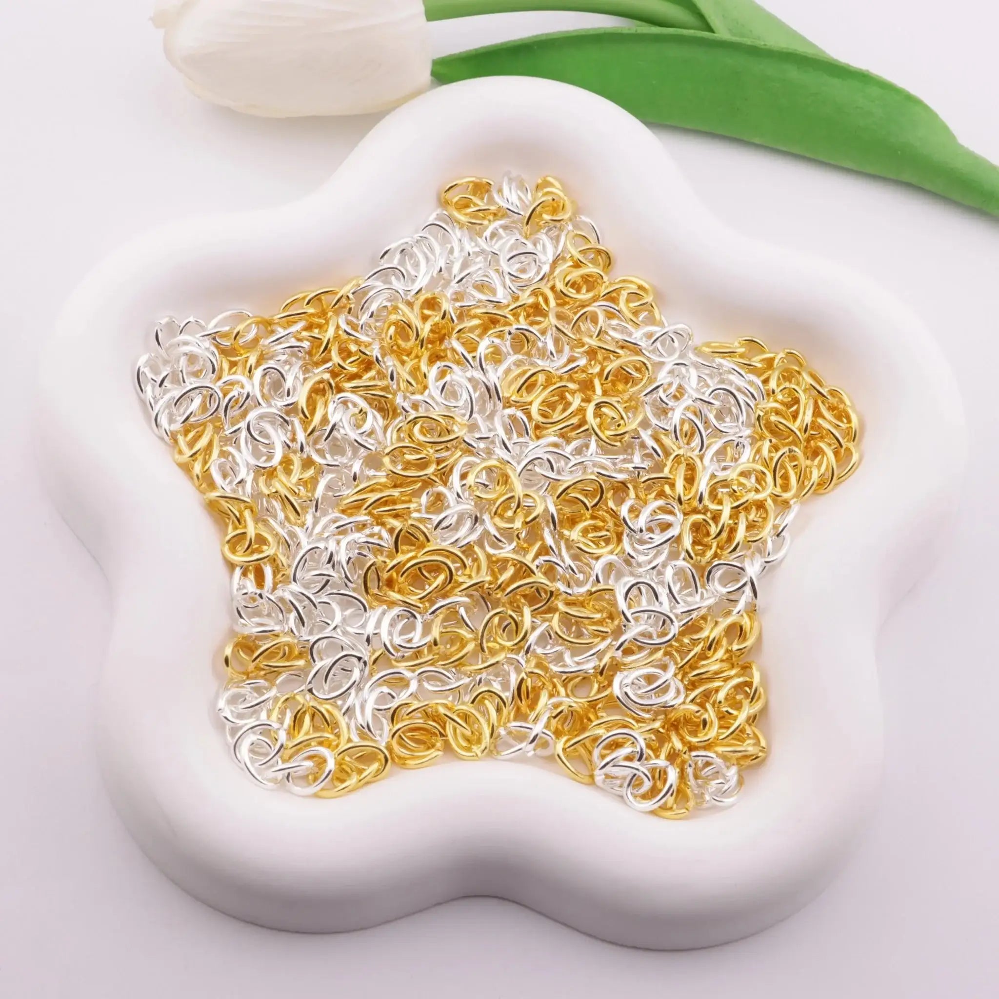 FS6177-6.5×28mm 4 Section Chain Gold And Silver 4-Section Chain -Zoe DIY Wholesale