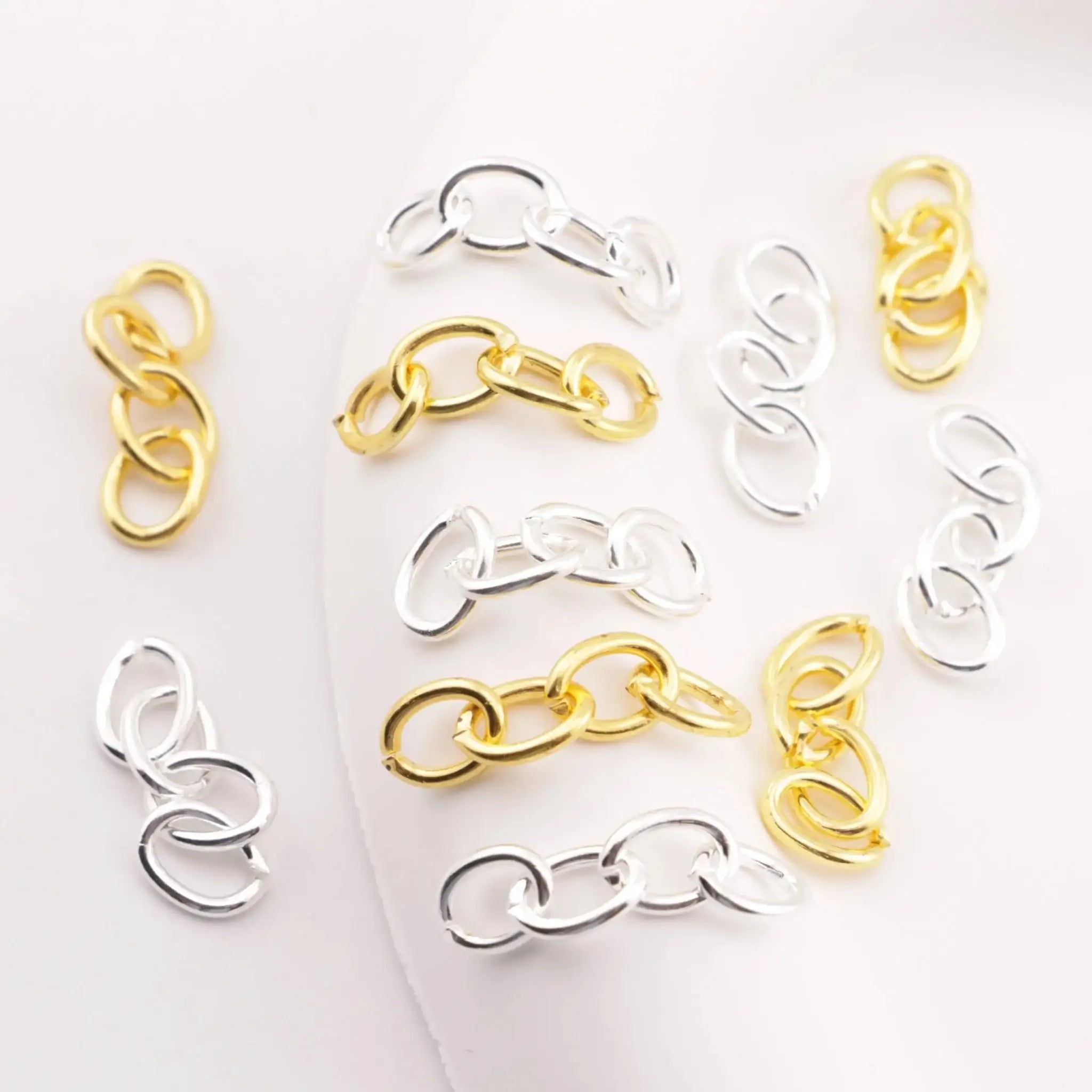 FS6177-6.5×28mm 4 Section Chain Gold And Silver 4-Section Chain -Zoe DIY Wholesale