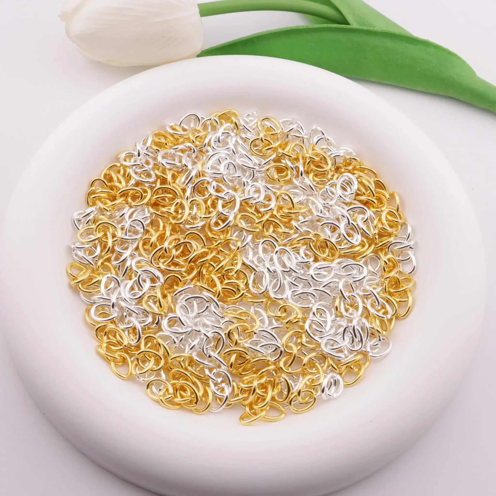 FS6177-6.5×28mm 4 Section Chain Gold And Silver 4-Section Chain -Zoe DIY Wholesale