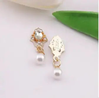 FS6193-10*27mm Oval Charms With Pearl Pendants, Oval Marquise Metal Patches -Zoe DIY Wholesale