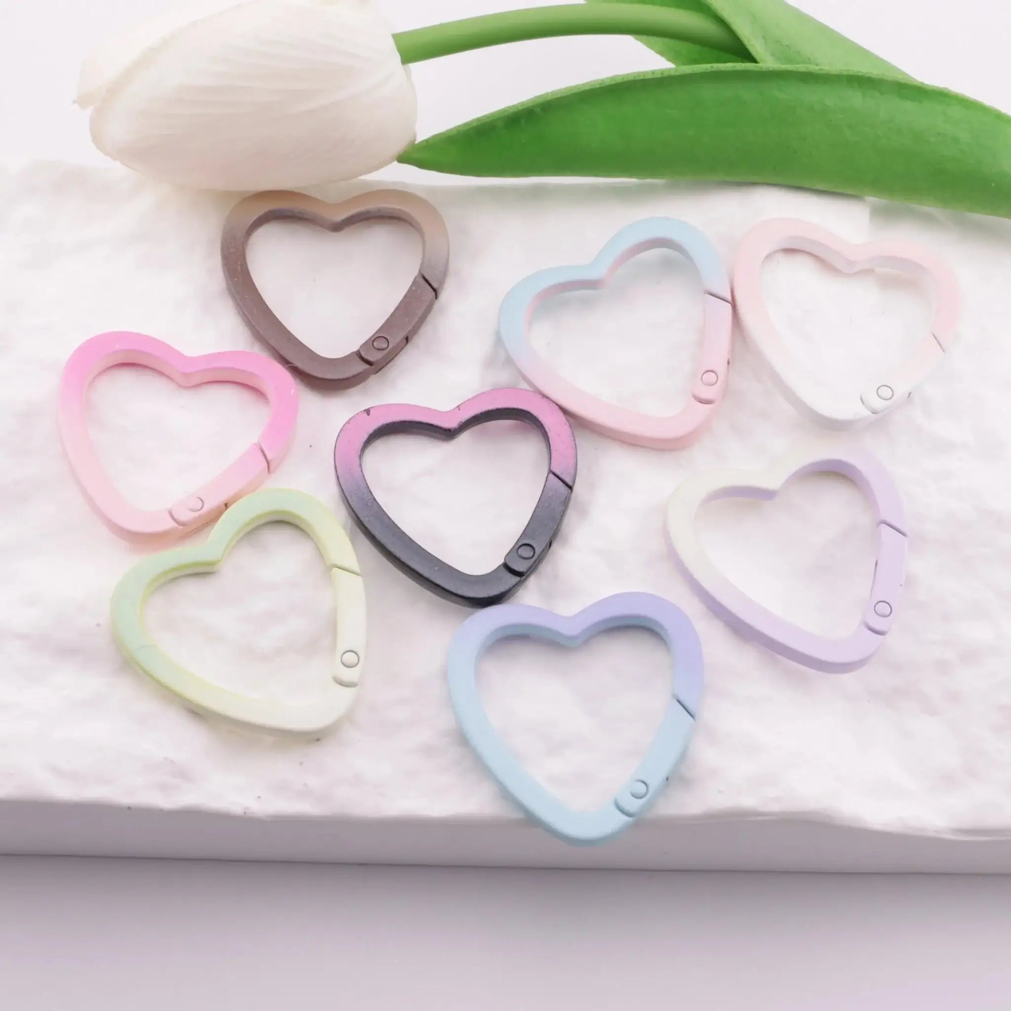 FS6197-34×34mm Heart Gradient-Color Keychain Ring -Zoe DIY Wholesale