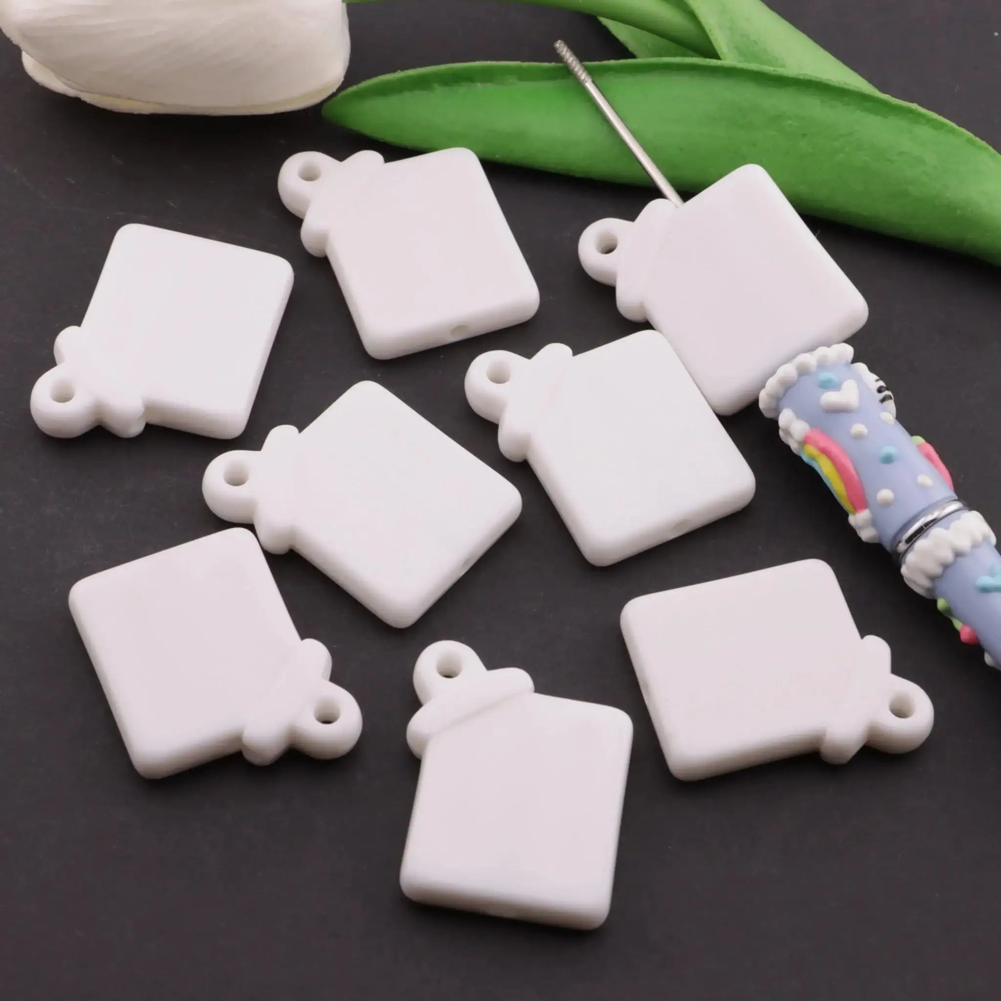 FS6219-25×28Mm Rectangular Based Bead With Hanging Hole -Zoe DIY Wholesale