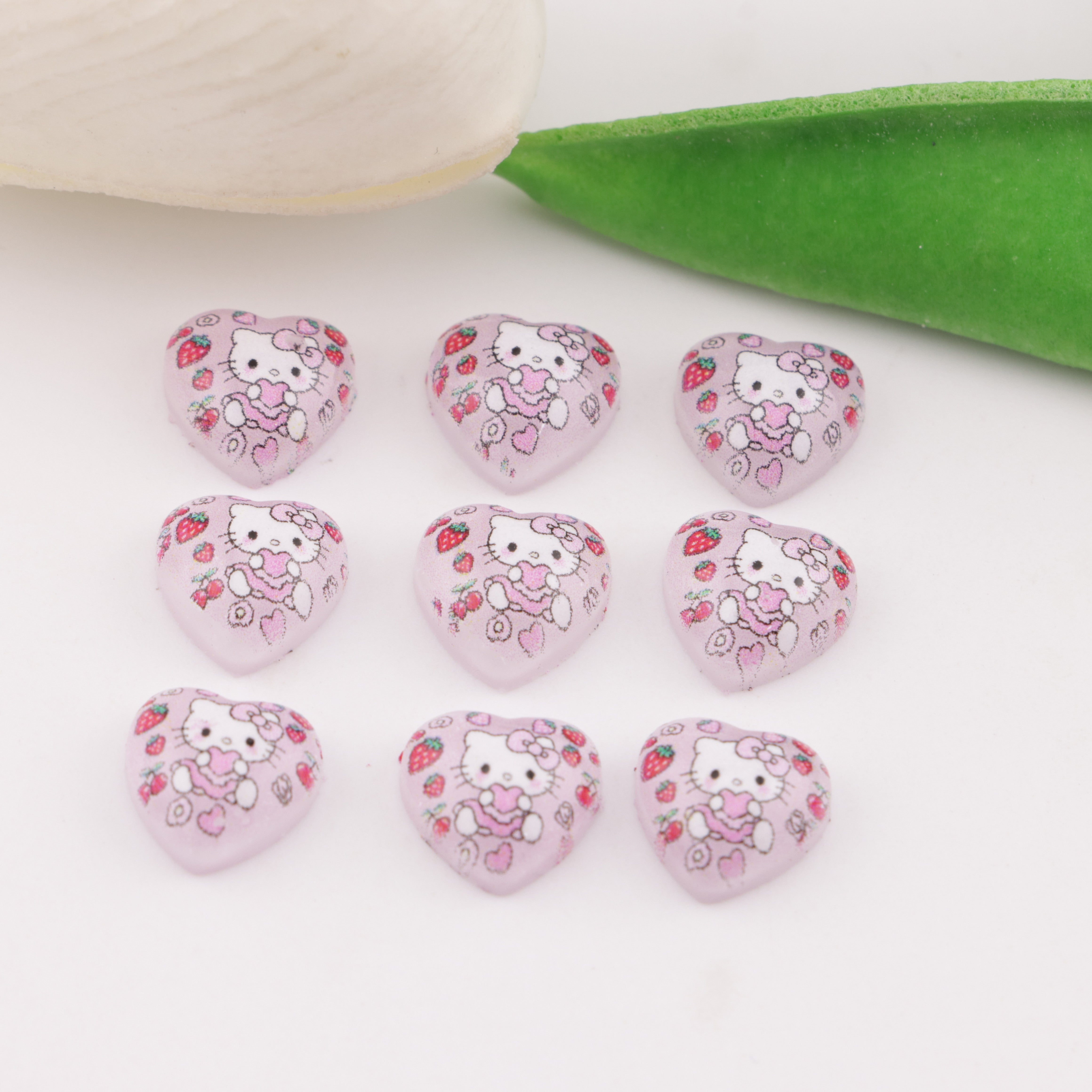 FS6285- 10mm Hk Heart Charms Heart-Shaped Kitty Patches Zoe's DIY Shop