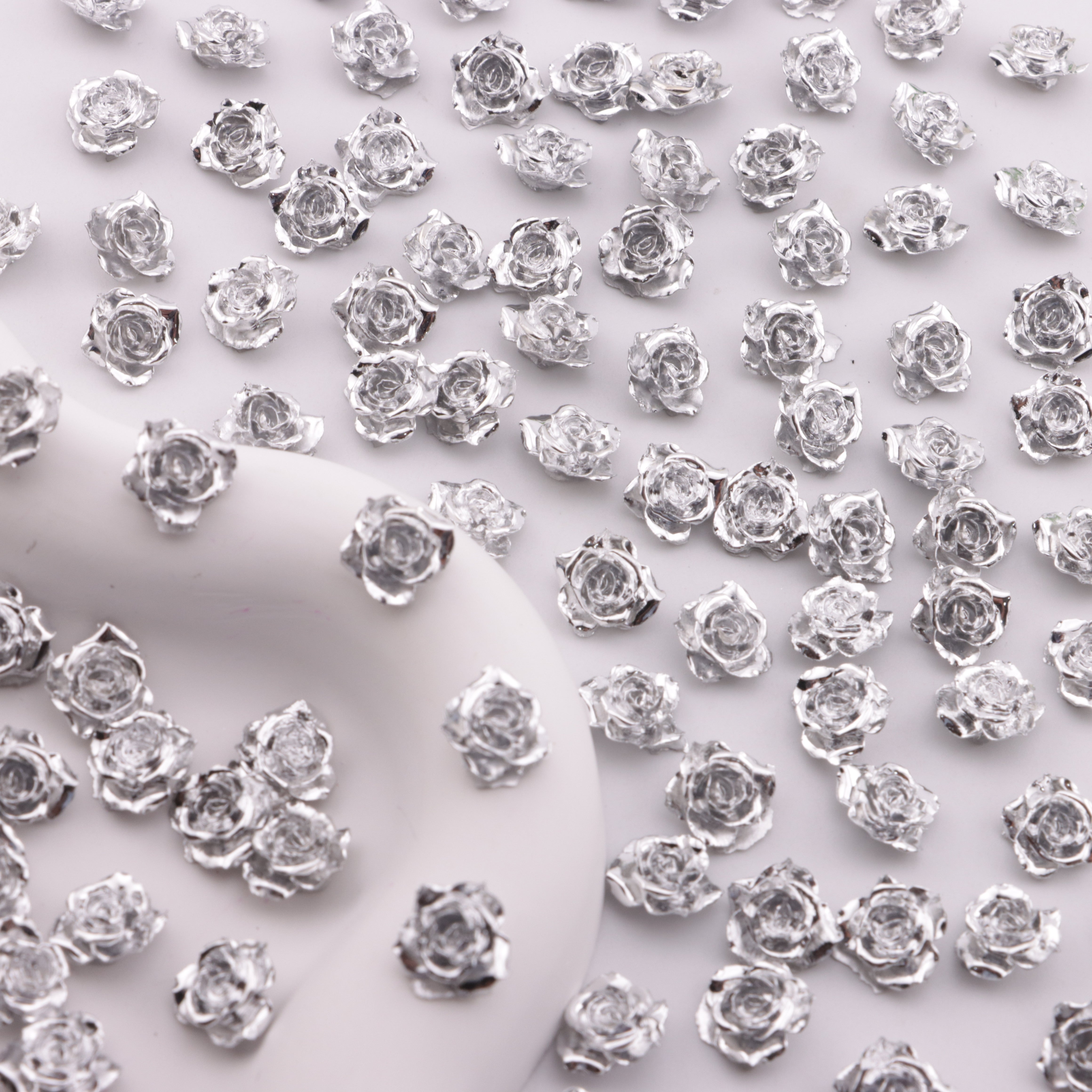 FS6289- About 10mm Silver Soft Flower Charms Zoe's DIY Shop