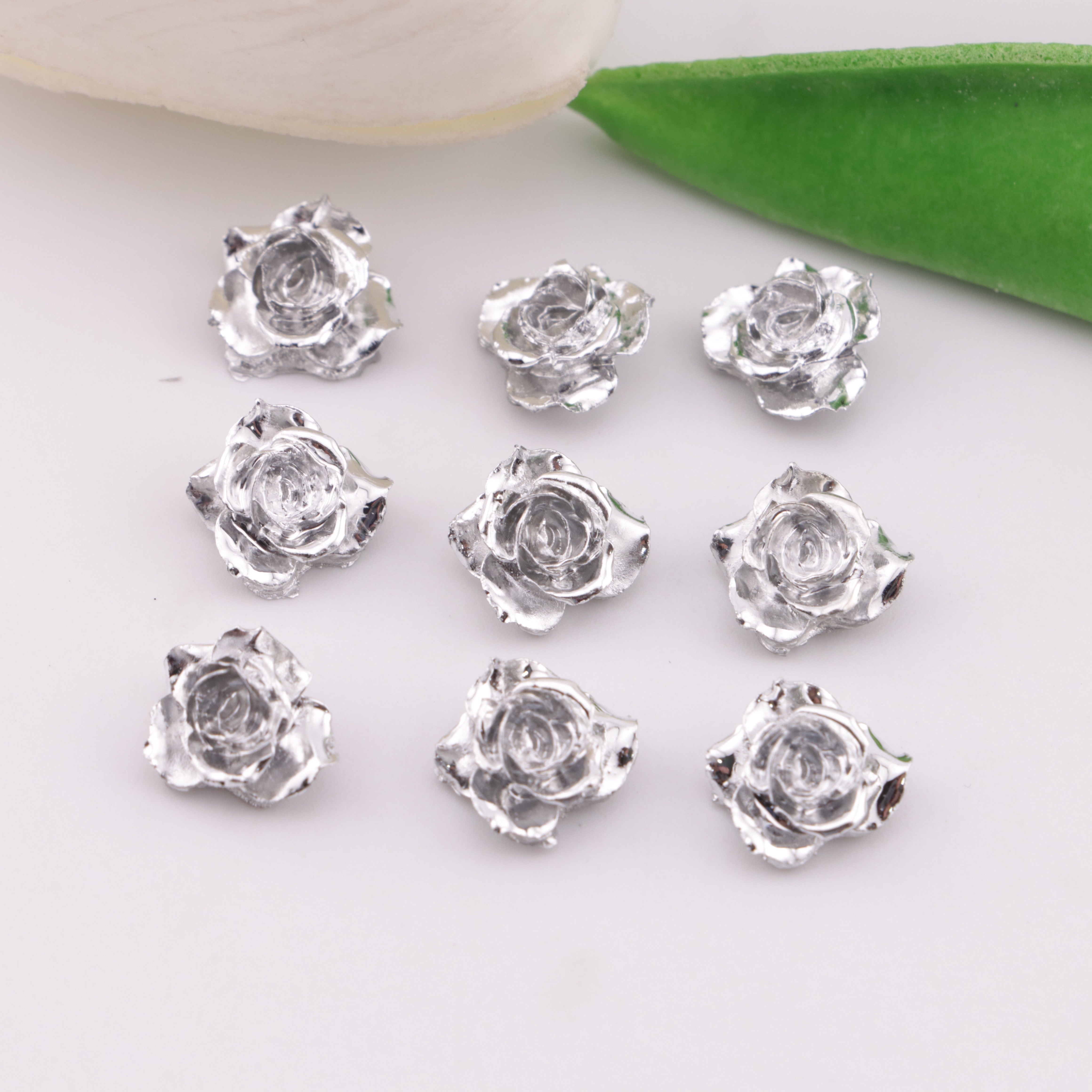 FS6289- About 10mm Silver Soft Flower Charms Zoe's DIY Shop