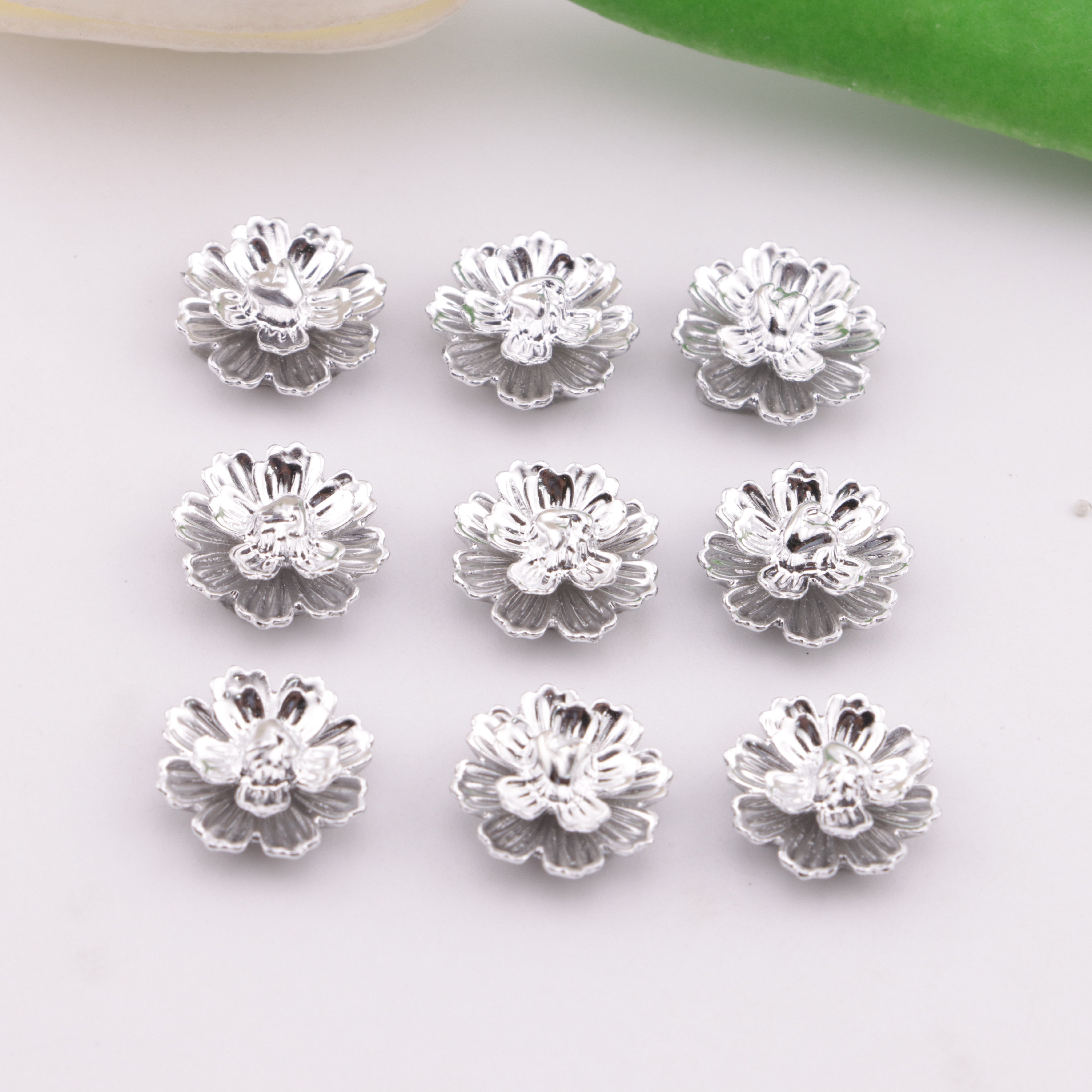 FS6290- About 13mm Silver Soft Flower Charms, Silver Soft Flower Patches For DIY project Zoe's DIY Shop