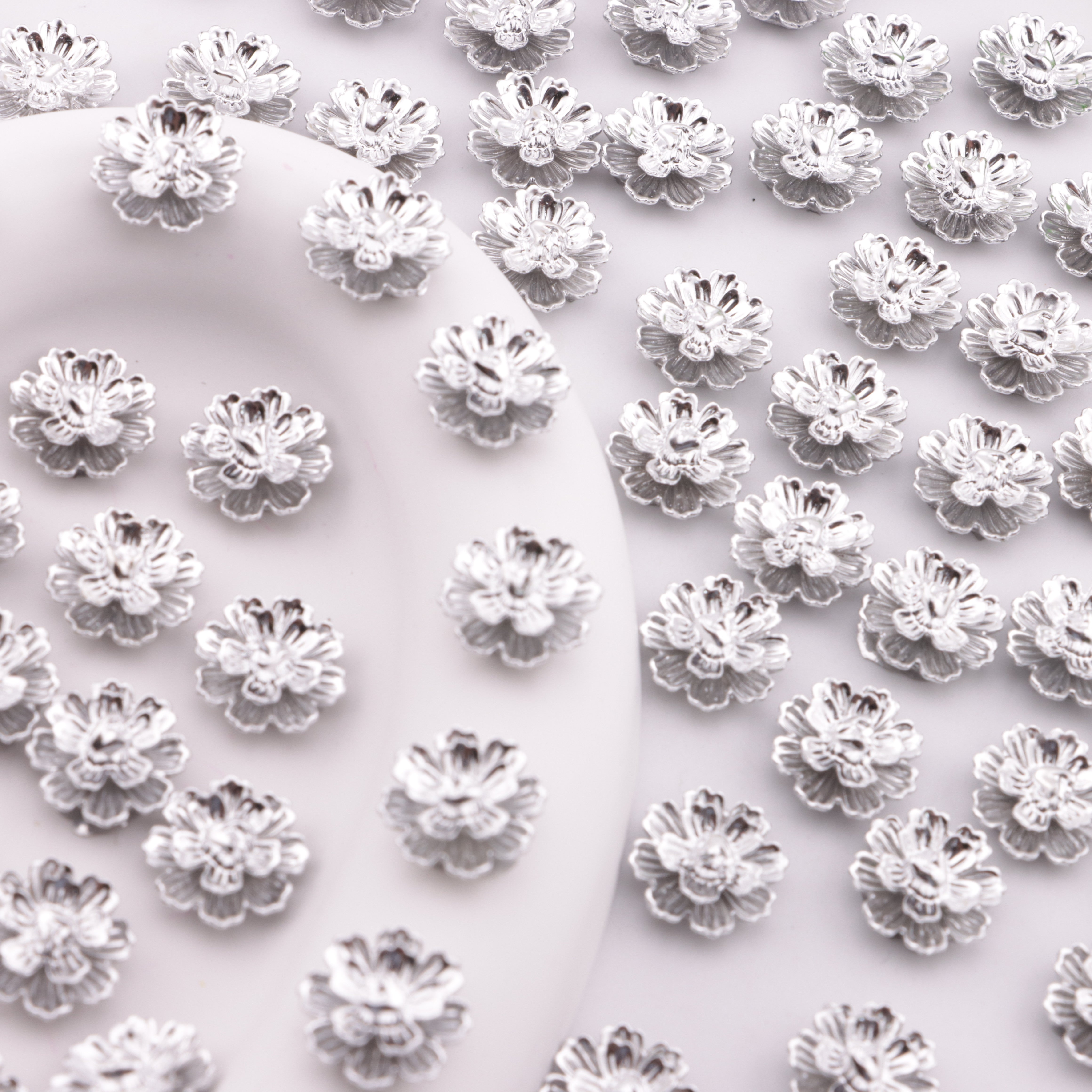 FS6290- About 13mm Silver Soft Flower Charms, Silver Soft Flower Patches For DIY project Zoe's DIY Shop