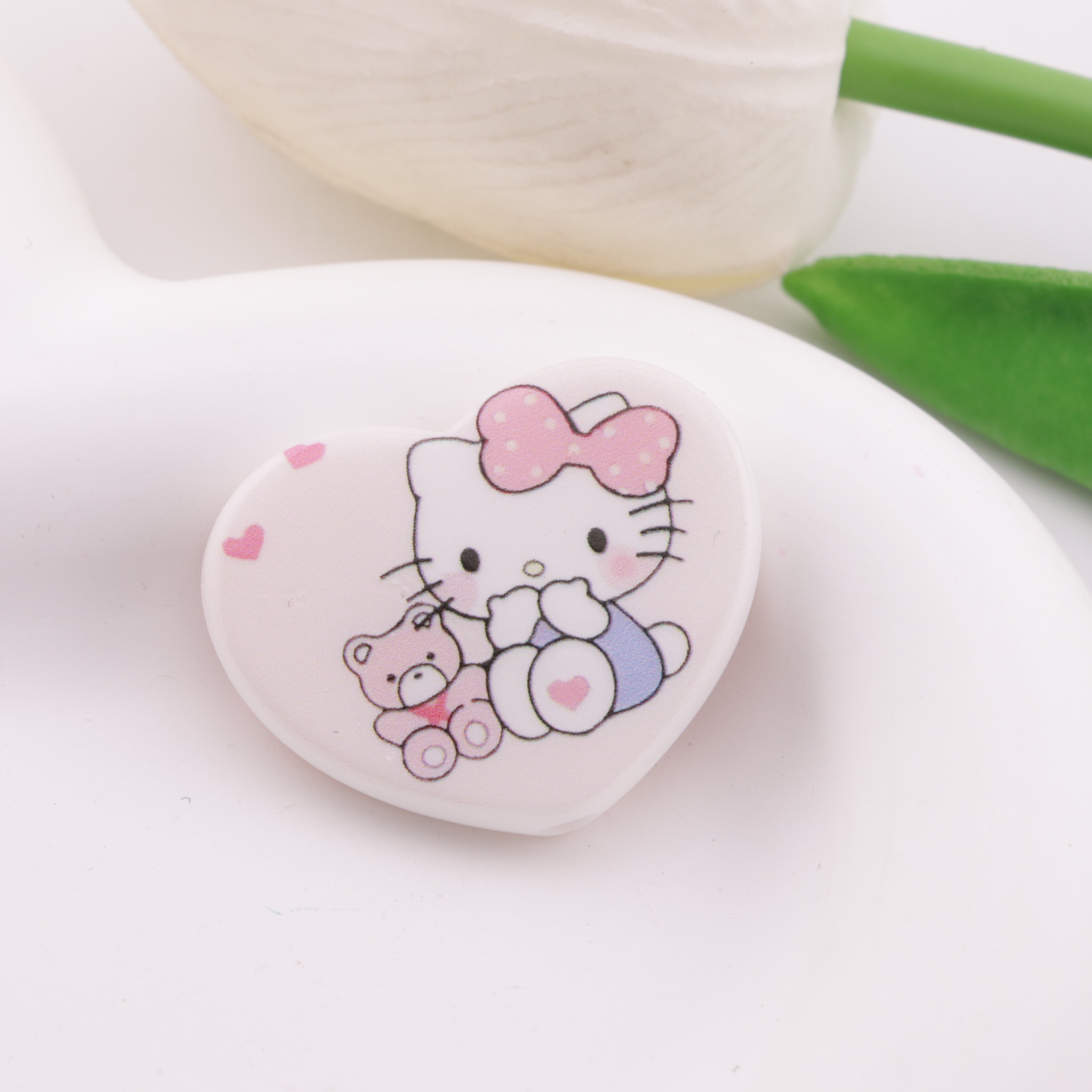 FS6344- 25*31mm Hk Heart Plate Beads Love Kitty Round Plate Beads Zoe's DIY Shop