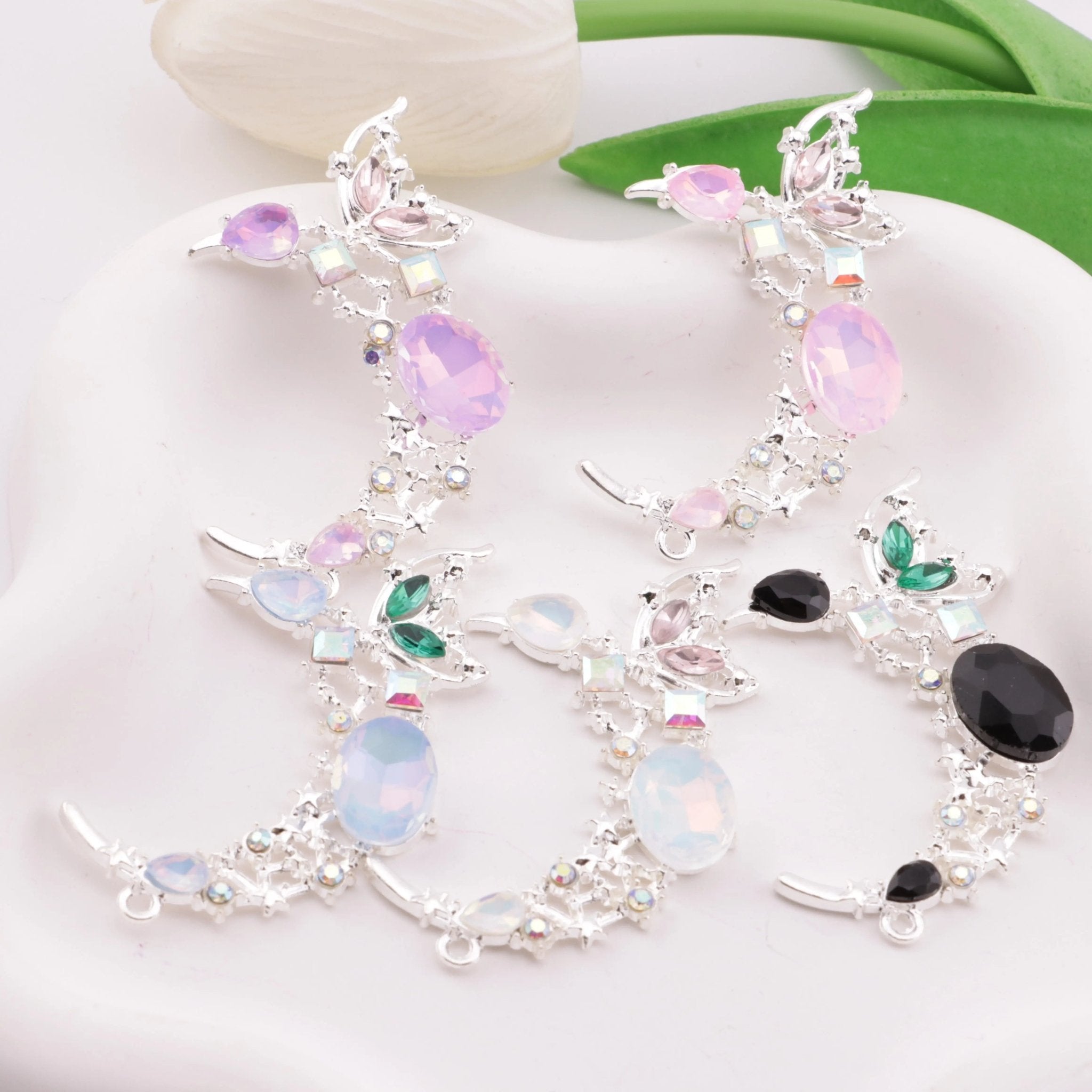 FS6346-55×33mm Butterfly Moon Metal Beads Butterfly Moon Metal Patches -Zoe DIY Wholesale