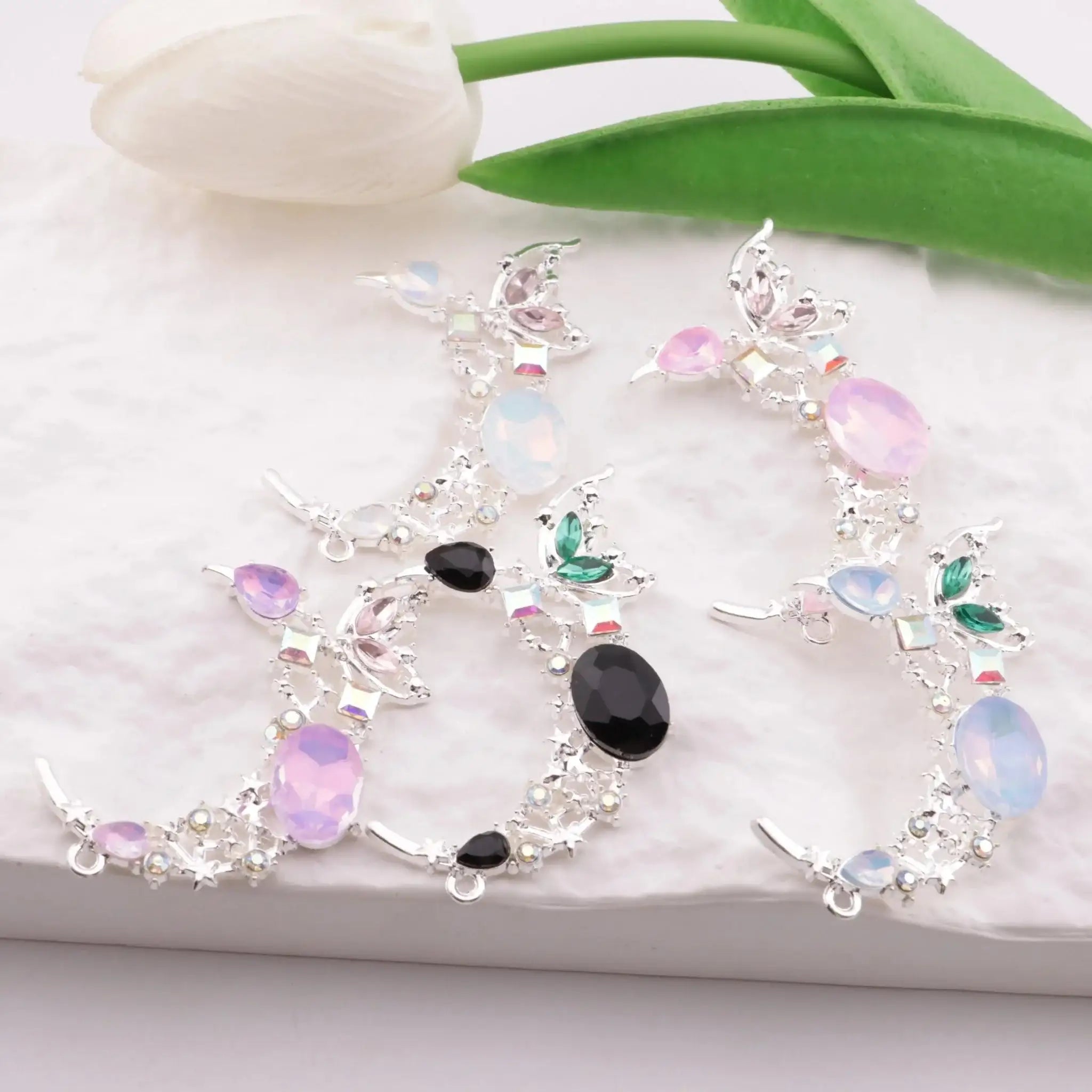 FS6346-55×33mm Butterfly Moon Metal Beads Butterfly Moon Metal Patches -Zoe DIY Wholesale