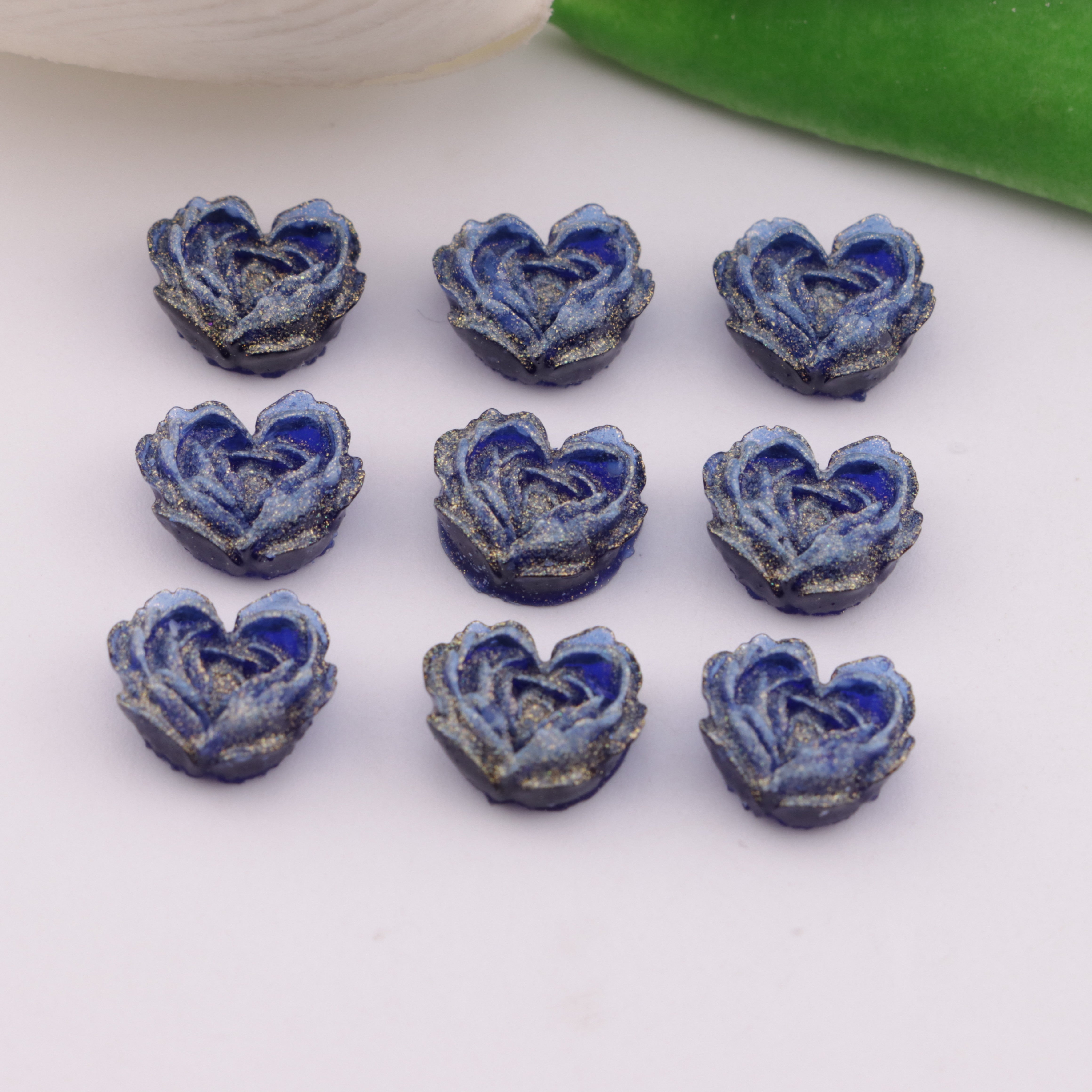 FS6351- About 9×10mm Deep - Color Luminous Heart Soft Flower Charms Zoe's DIY Shop