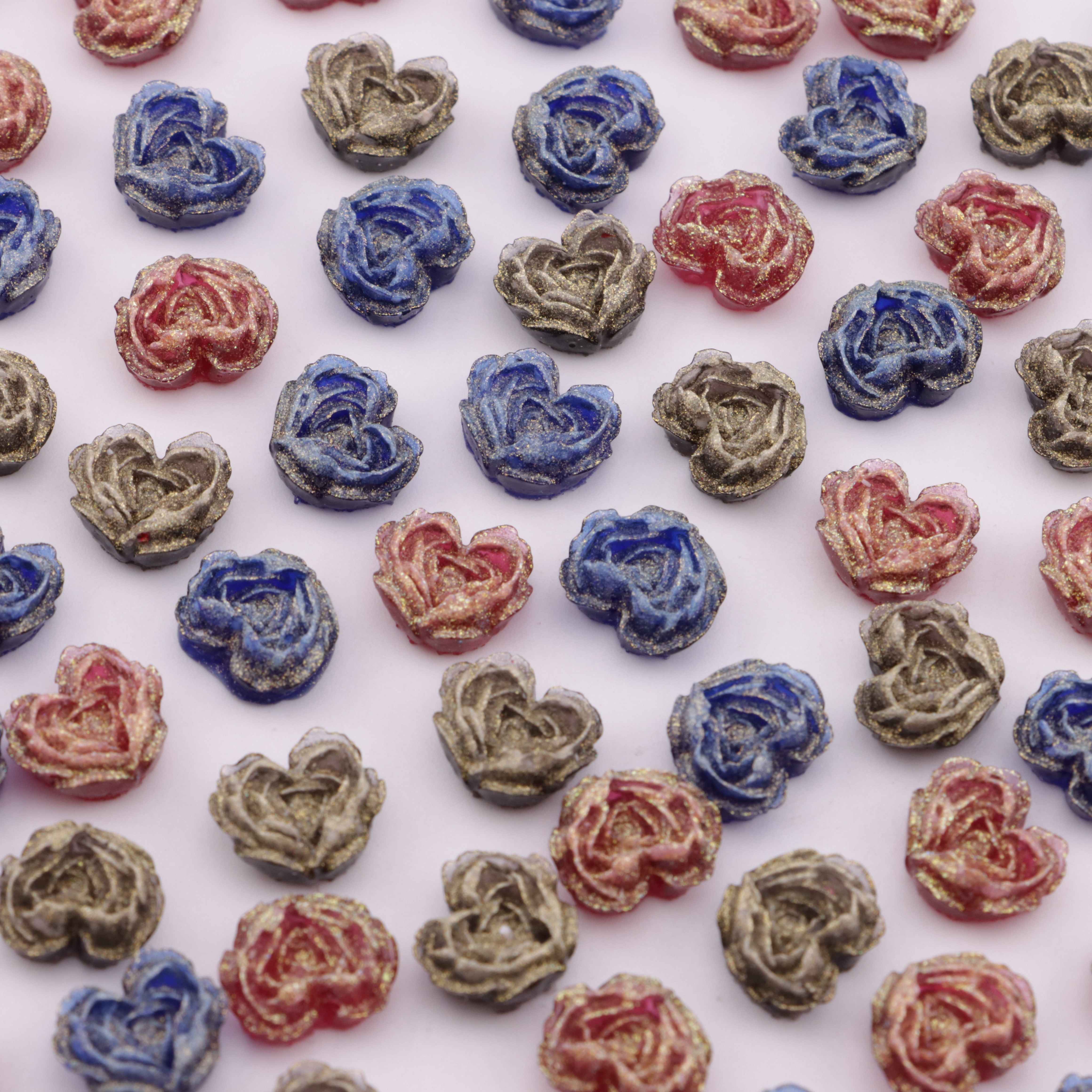 FS6351- About 9×10mm Deep - Color Luminous Heart Soft Flower Charms Zoe's DIY Shop