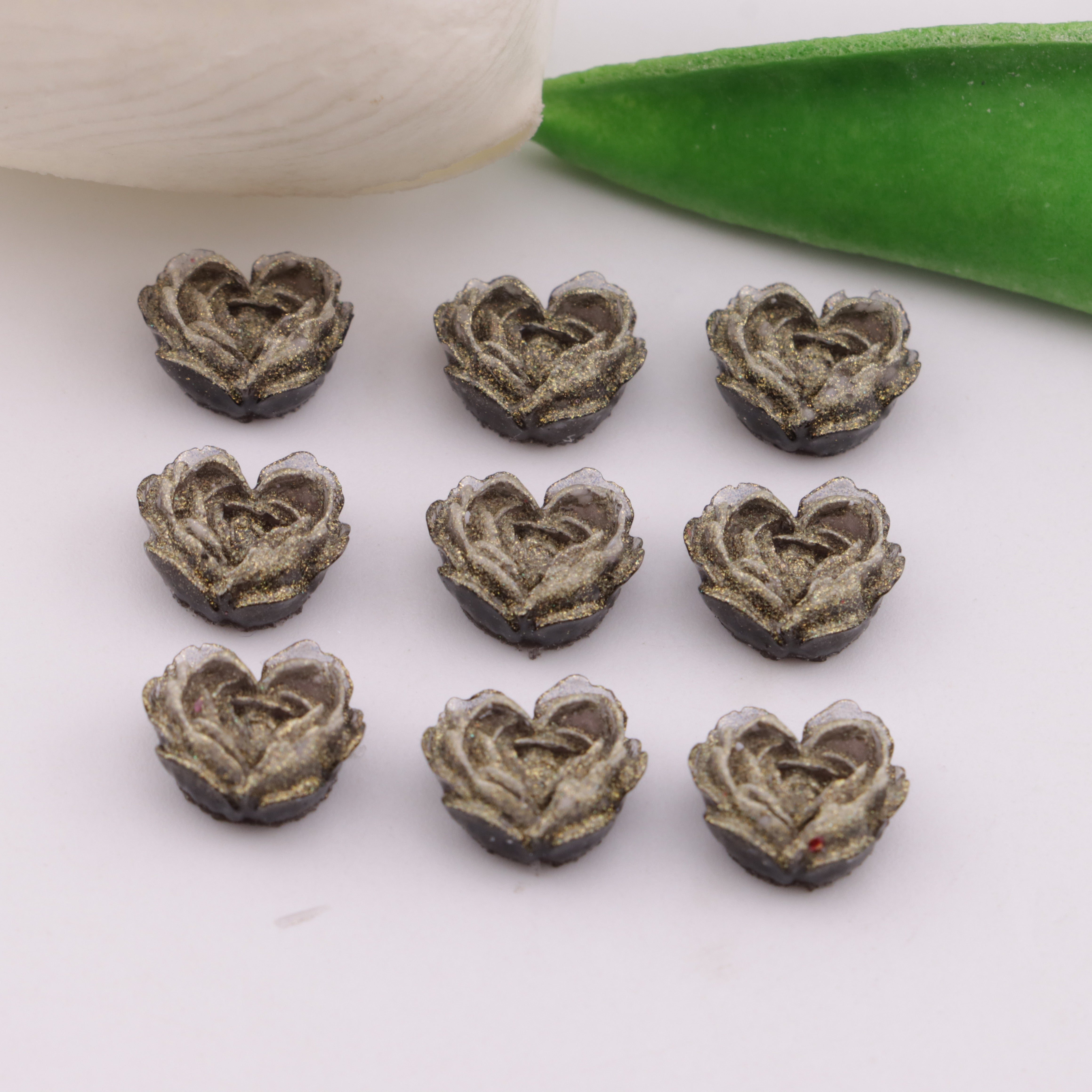 FS6351- About 9×10mm Deep - Color Luminous Heart Soft Flower Charms Zoe's DIY Shop