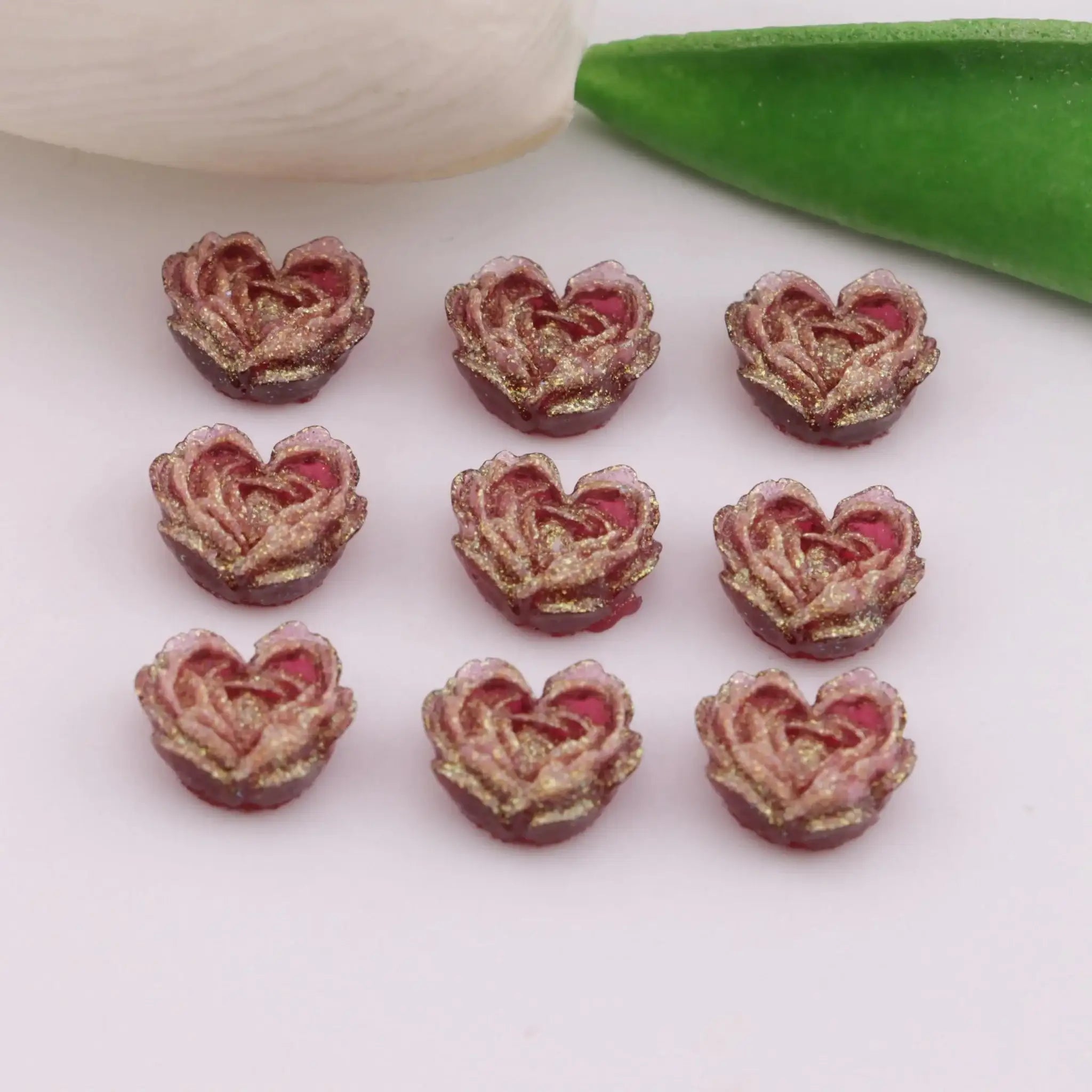 FS6351-About 9×10mm Deep - Color Luminous Heart Soft Flower Charms For DIY project -Zoe DIY Wholesale