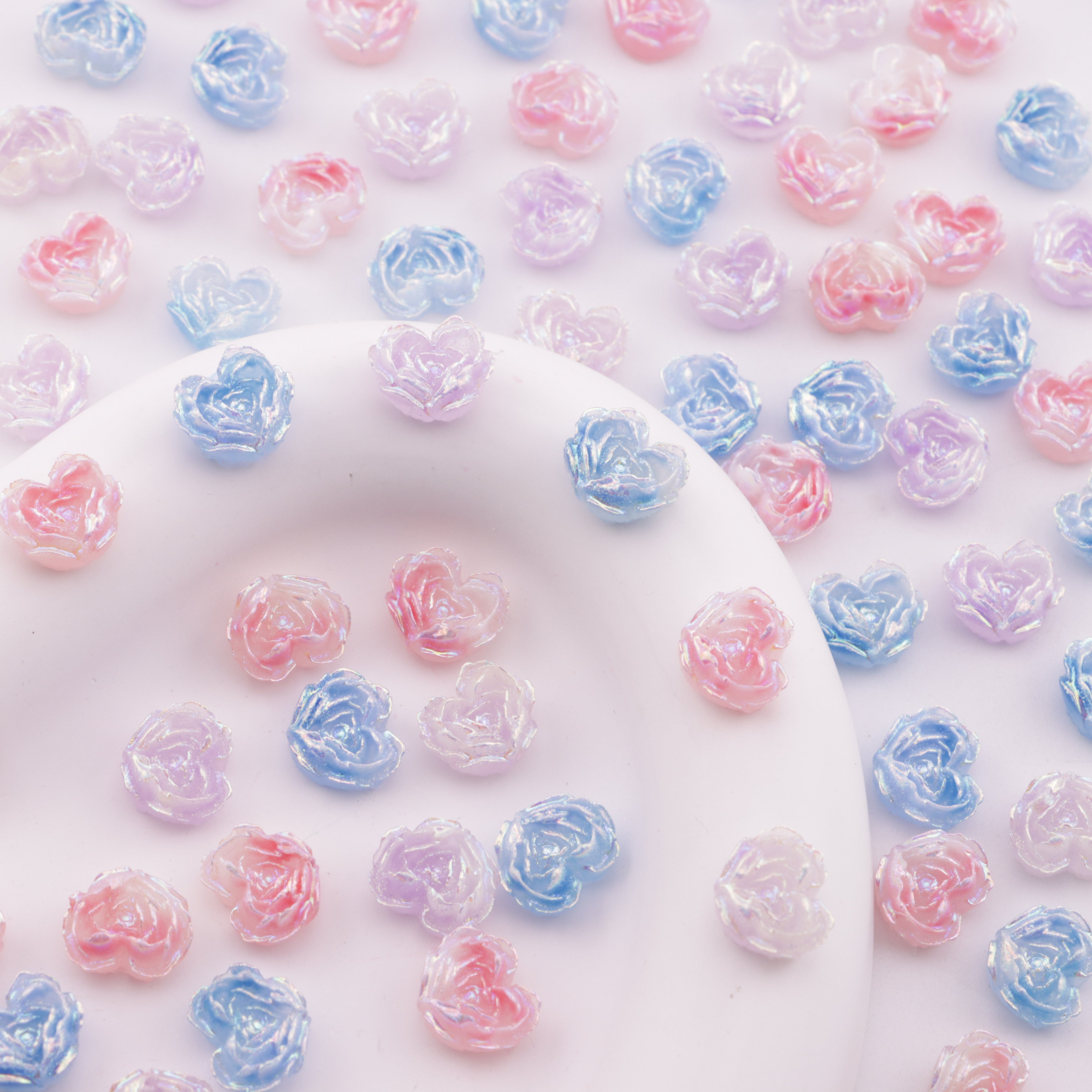 FS6353- About 9×10mm Uv Luminous Heart Soft Flower Charms Night - Glow Mother - of - Pearl Heart Soft Flower Patches Zoe's DIY Shop