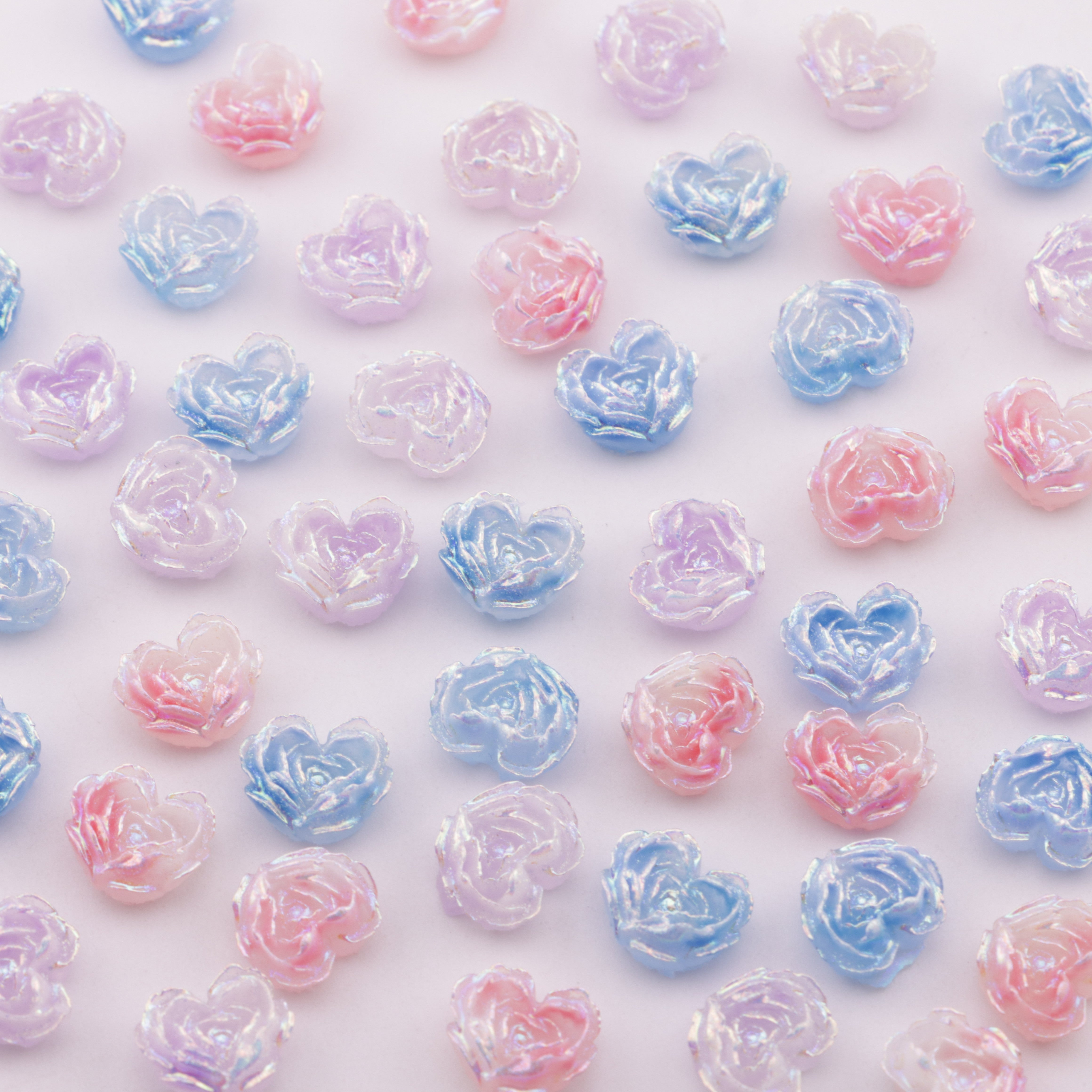 FS6353- About 9×10mm Uv Luminous Heart Soft Flower Charms Night - Glow Mother - of - Pearl Heart Soft Flower Patches Zoe's DIY Shop
