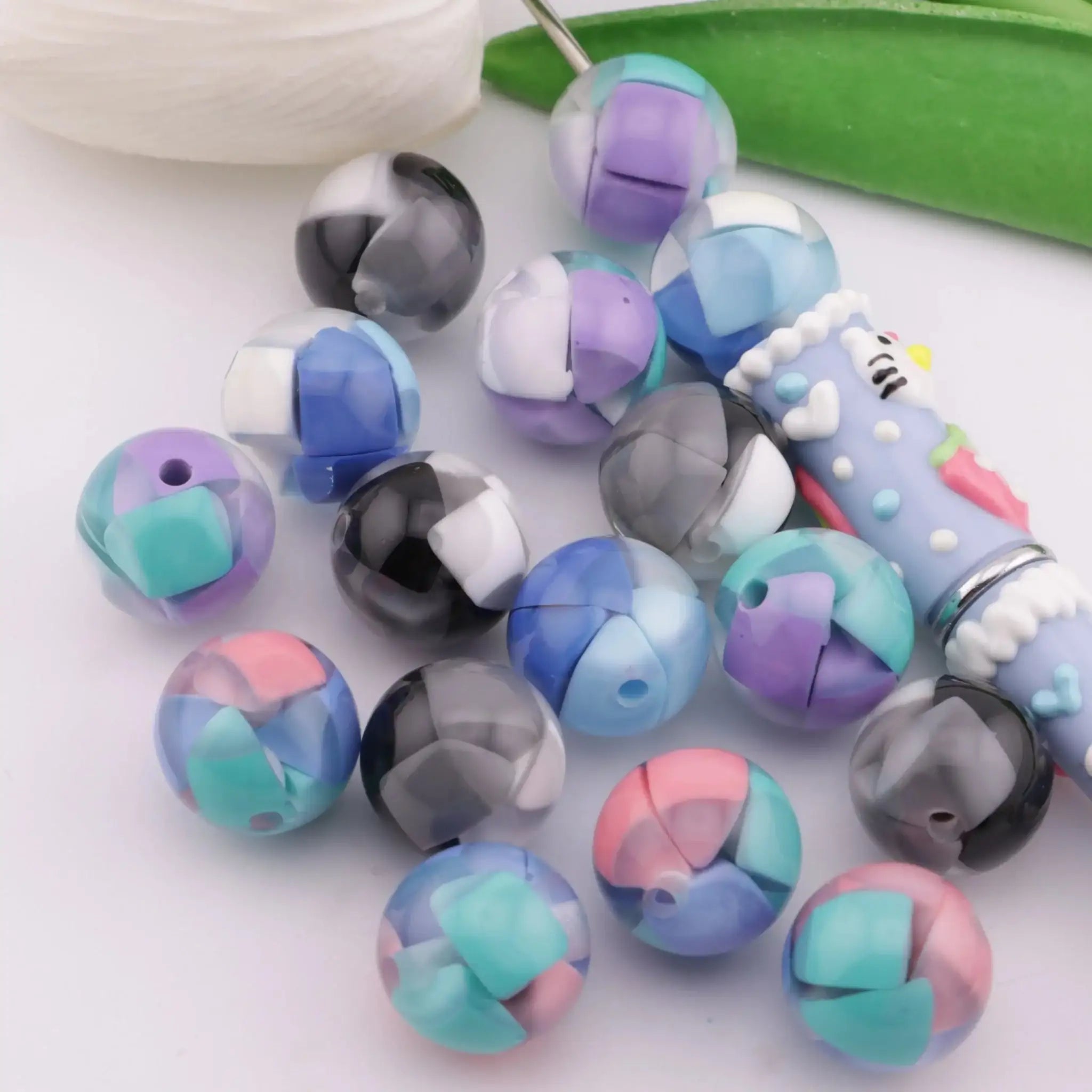 FS6354-16mm Cheese Color-Blocked Beads Fit For Pen -Zoe DIY Wholesale