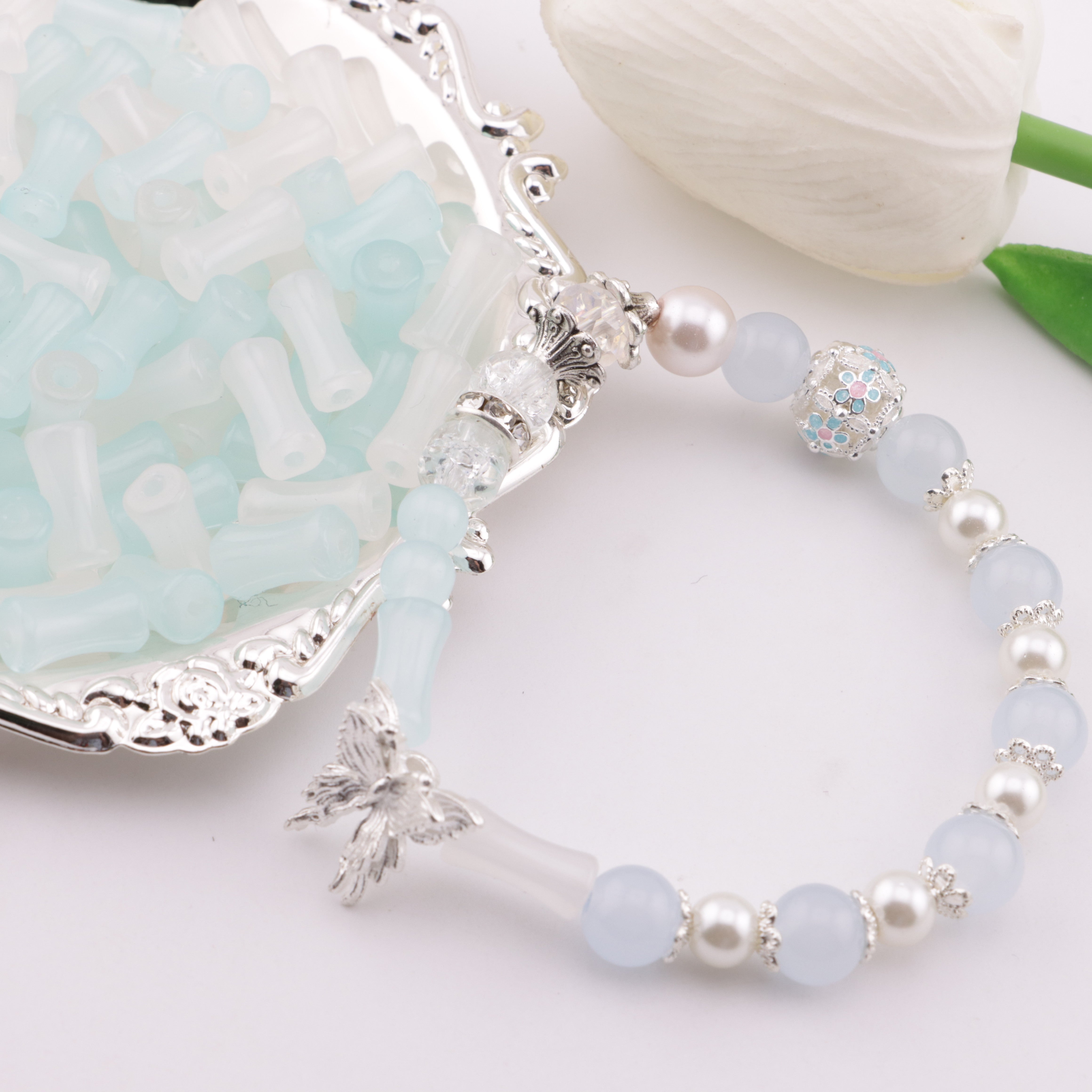 FS6369- 12mm Glass Bamboo Beads Glass Bamboo Beads Zoe's DIY Shop