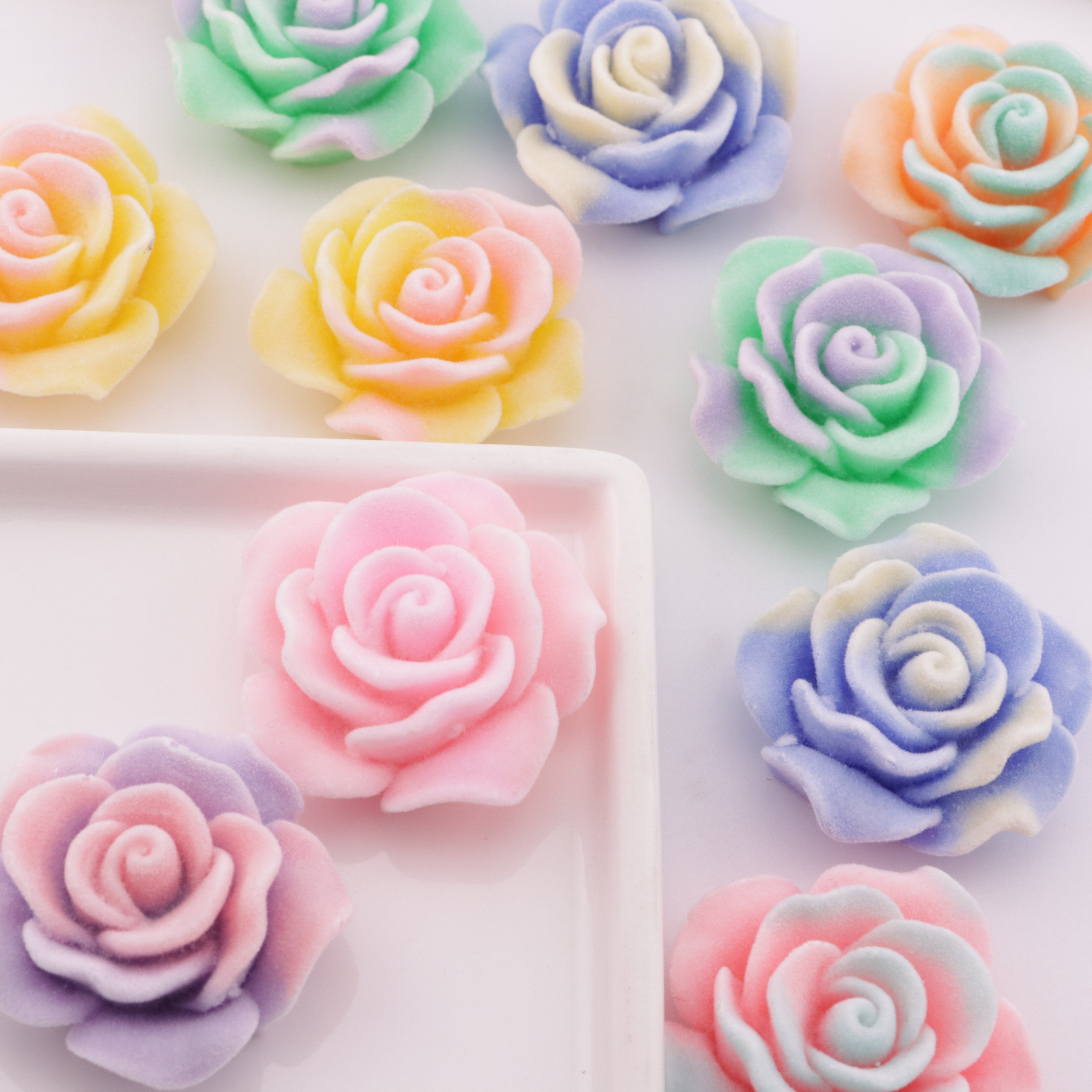FS6381- 36Mm Luminous Flocked Rose Charms Zoe's DIY Shop
