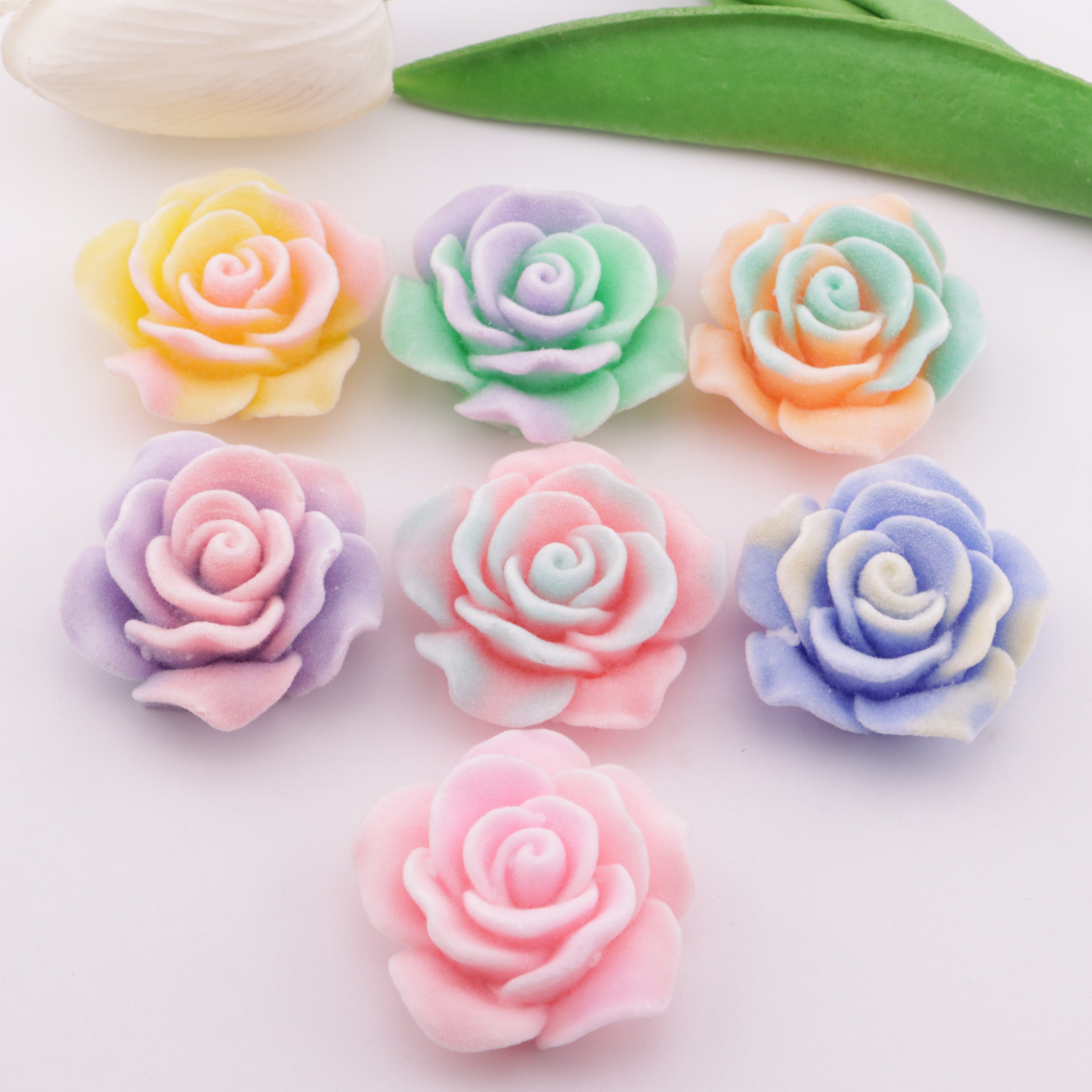 FS6381- 36Mm Luminous Flocked Rose Charms Zoe's DIY Shop
